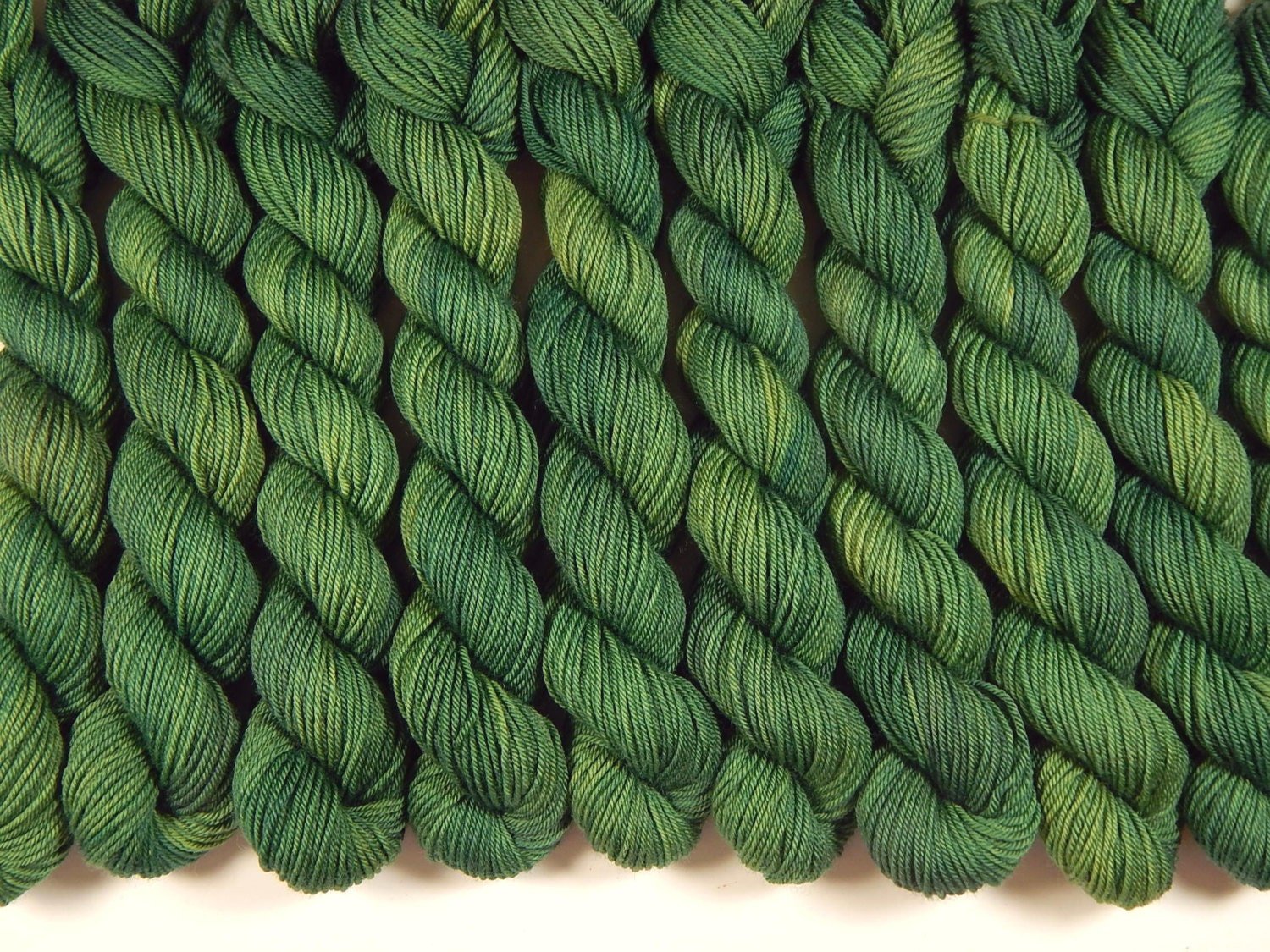 Sock Yarn Mini Skeins, Hand Dyed Yarn, Fingering Weight 4 Ply Superwash Merino Wool Yarn - Laurel - Indie Dyer Green Tonal Knitting Yarns