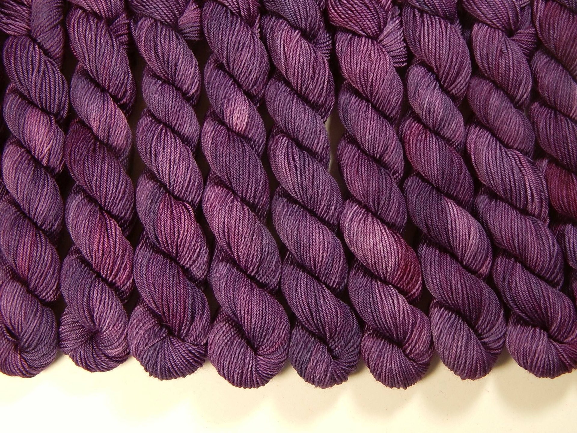 Mini Skeins Hand Dyed Yarn, Sock Weight 4 Ply Superwash 100% Merino Wool - Deep Lilac Tonal - Fingering Weight Sock Yarn, Purple Mini Skein