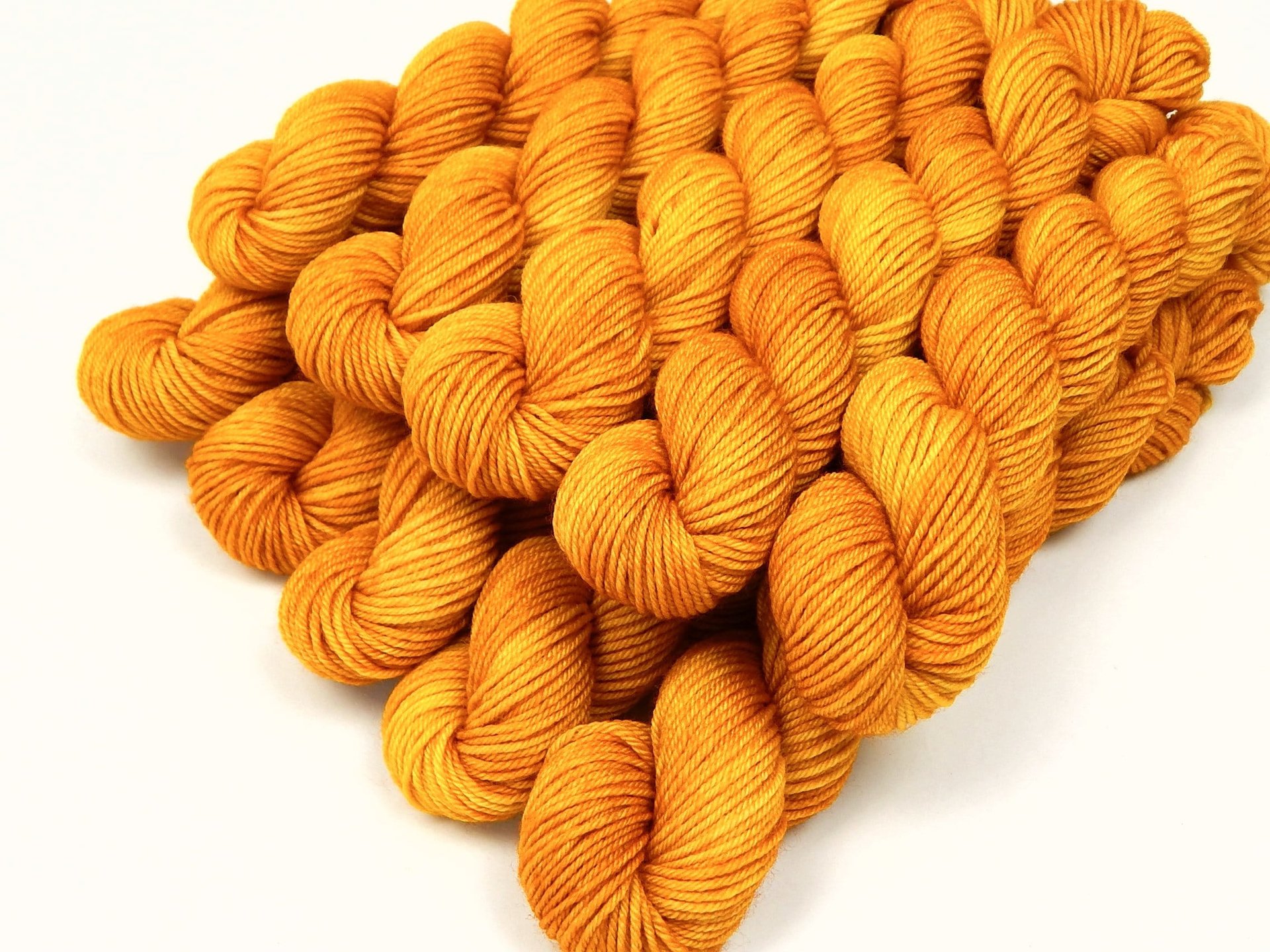 Sock Yarn Mini Skeins, Hand Dyed Yarn, Fingering Weight 4 Ply 100% Superwash Merino Wool - Marigold - Bright Yellow Orange Knitting Yarn