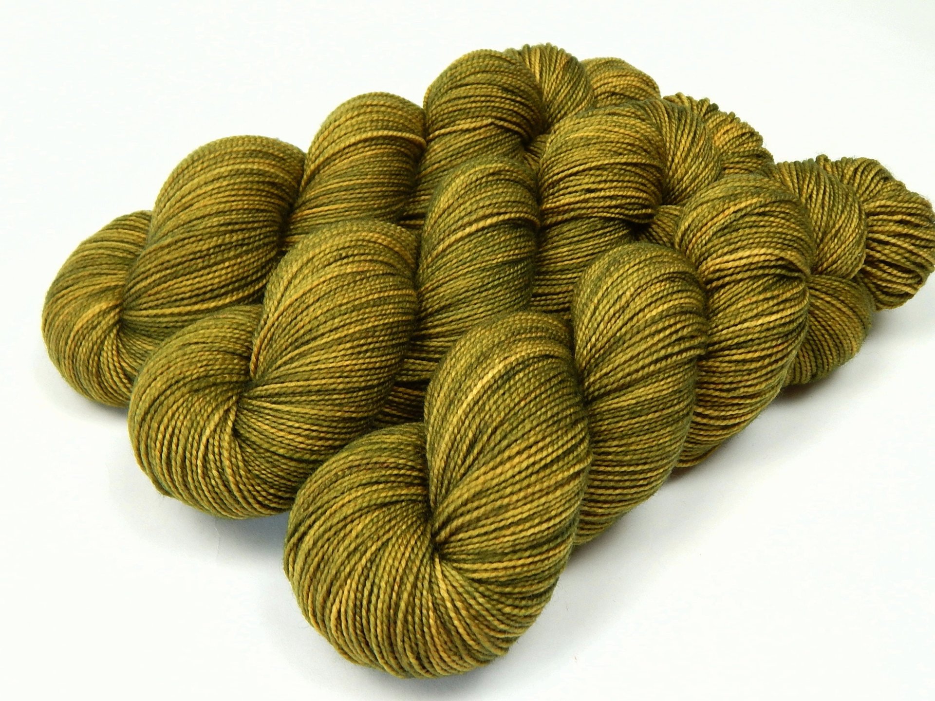 Fingering Weight Hand Dyed Yarn, 100% Superwash Merino Wool Sock Yarn - Olive Oil Tonal - Soft Washable Knitting Yarns, Gift for Knitter