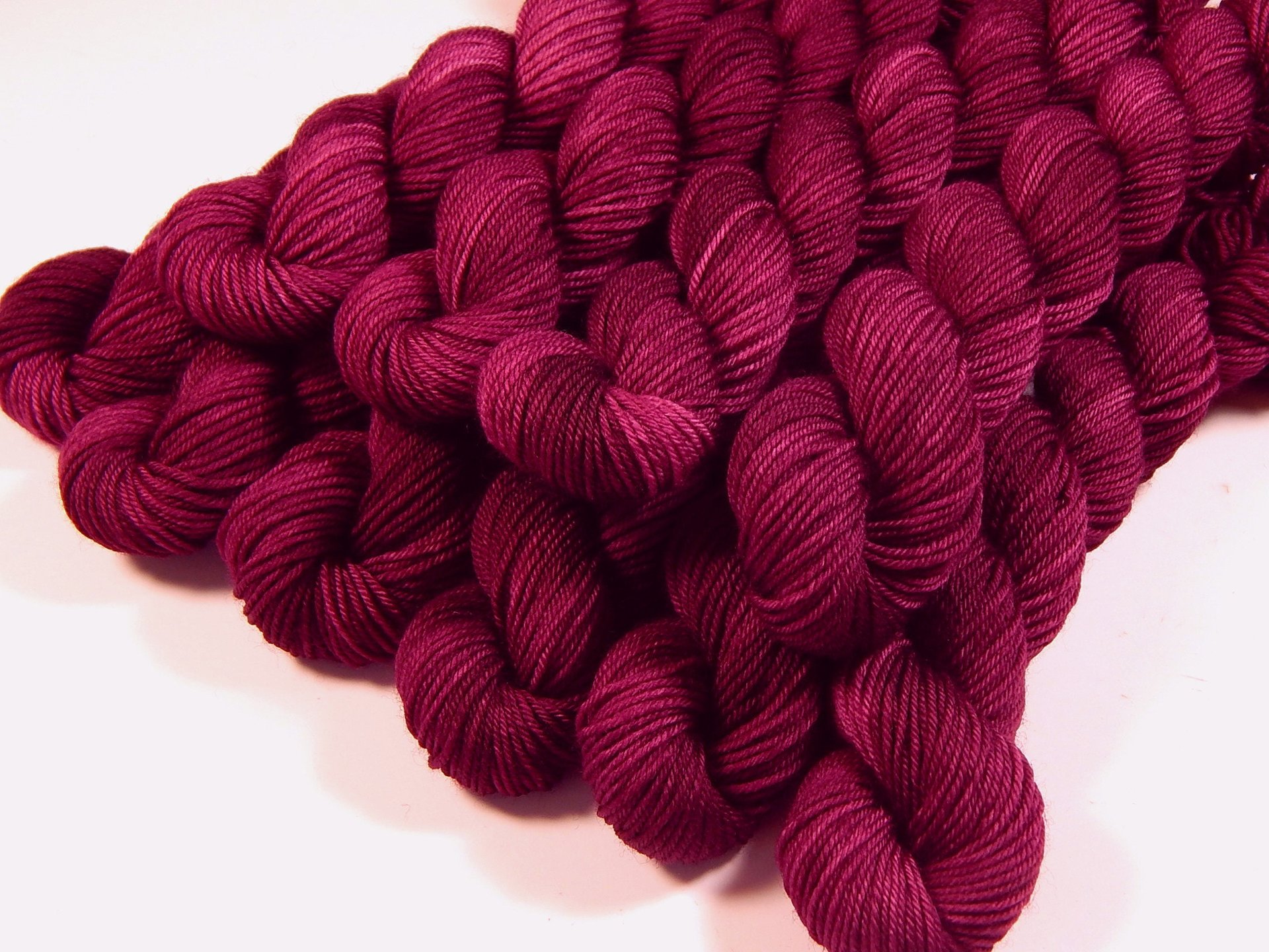 Sock Yarn Mini Skeins, Hand Dyed Yarn, Sock Weight 4 Ply Superwash Merino Wool - Plumberry - Tonal Red Violet, Indie Dyed Fingering Yarns