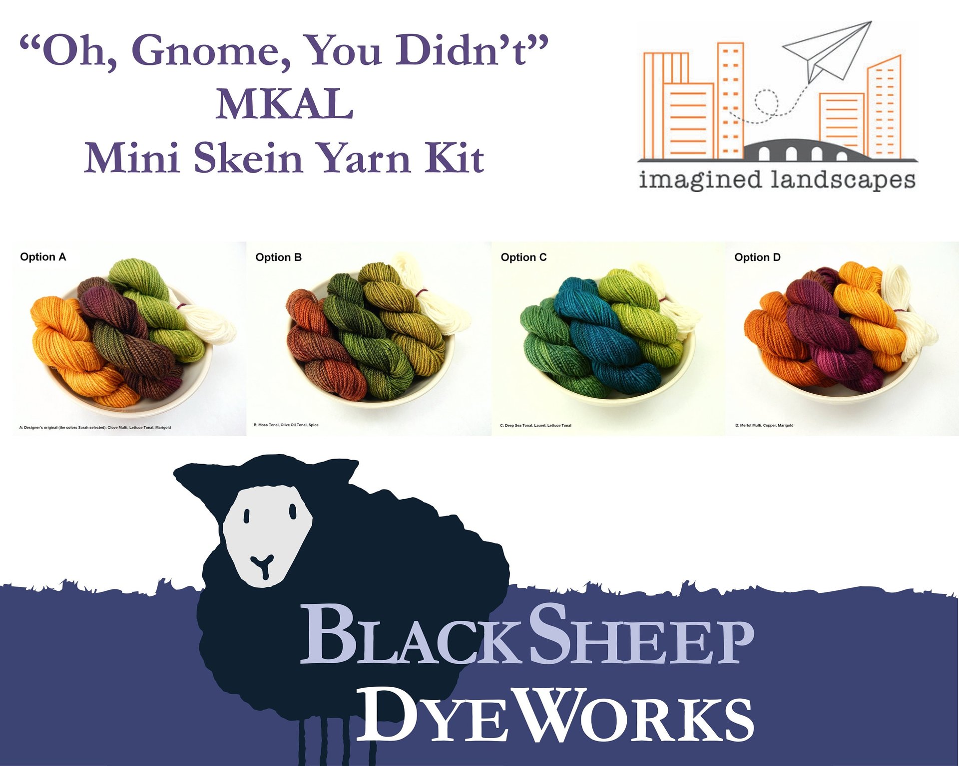 Mini Skein Kit for Oh Gnome, You Didn’t MKAL - Gnellie - Hand Dyed Yarn, Sock Weight 4 Ply Superwash Merino Wool, Fingering Sock Yarn Set