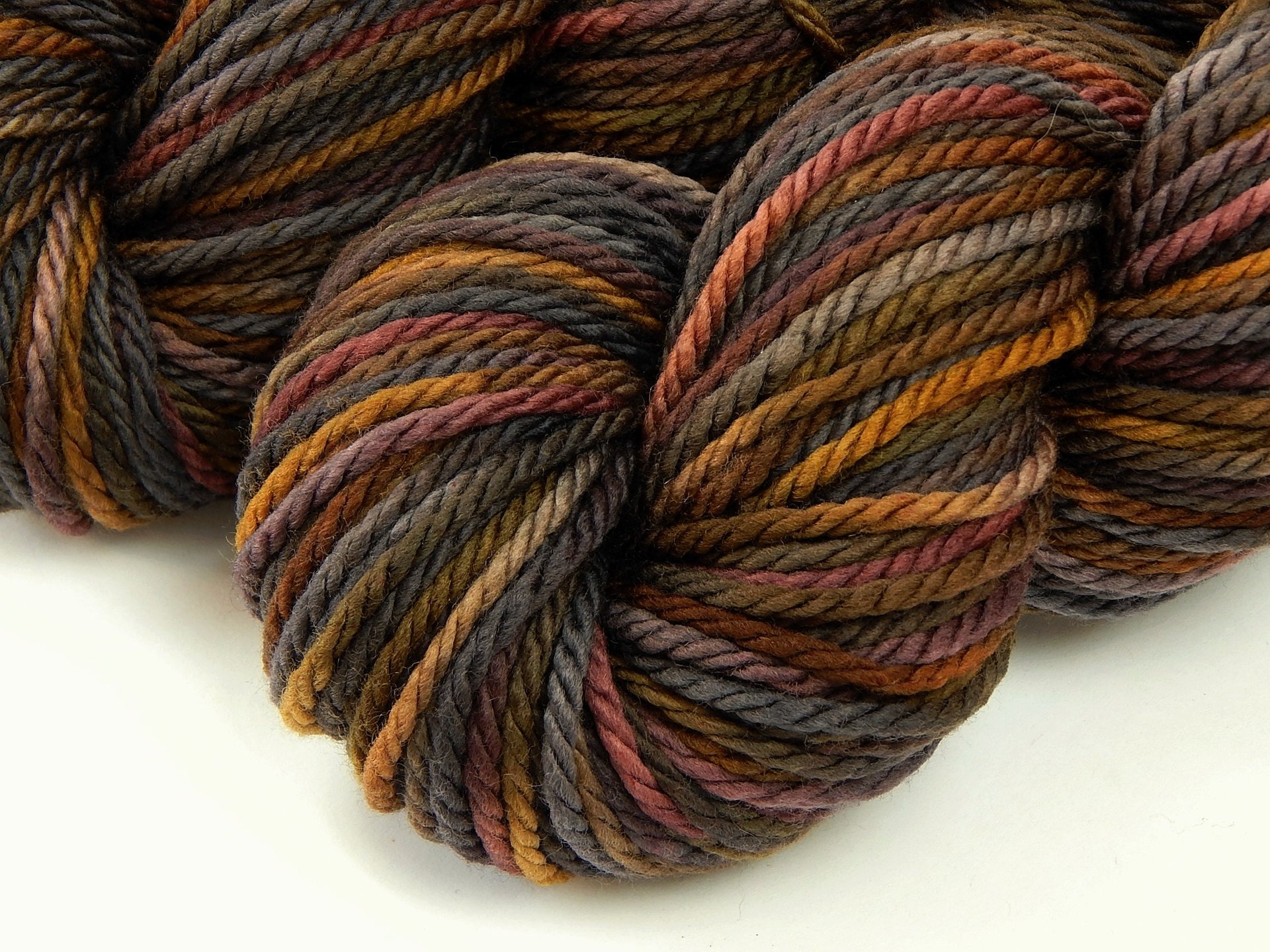 Hand Dyed Yarn, Bulky Weight Superwash Merino Wool - Agate - Thick Knitting Yarn in Earthy Shades, Grey Brown Yarn for Chunky Knits