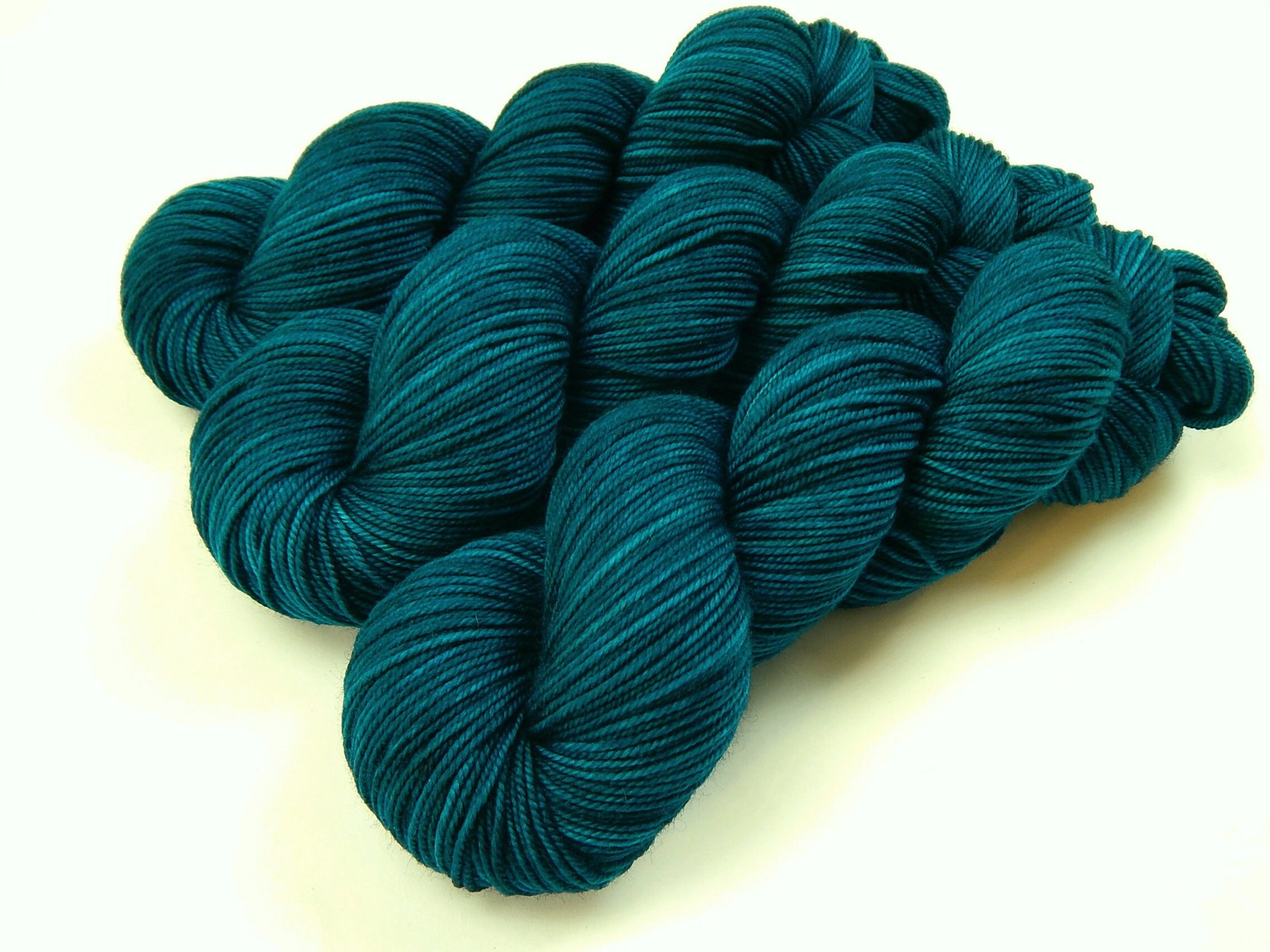 Hand Dyed Yarn, Sport Weight Superwash Merino Wool - Deep Sea Tonal - Indie Dyed Teal Blue Green Knitting Yarn, Semi Solid Heavier Sock Yarn