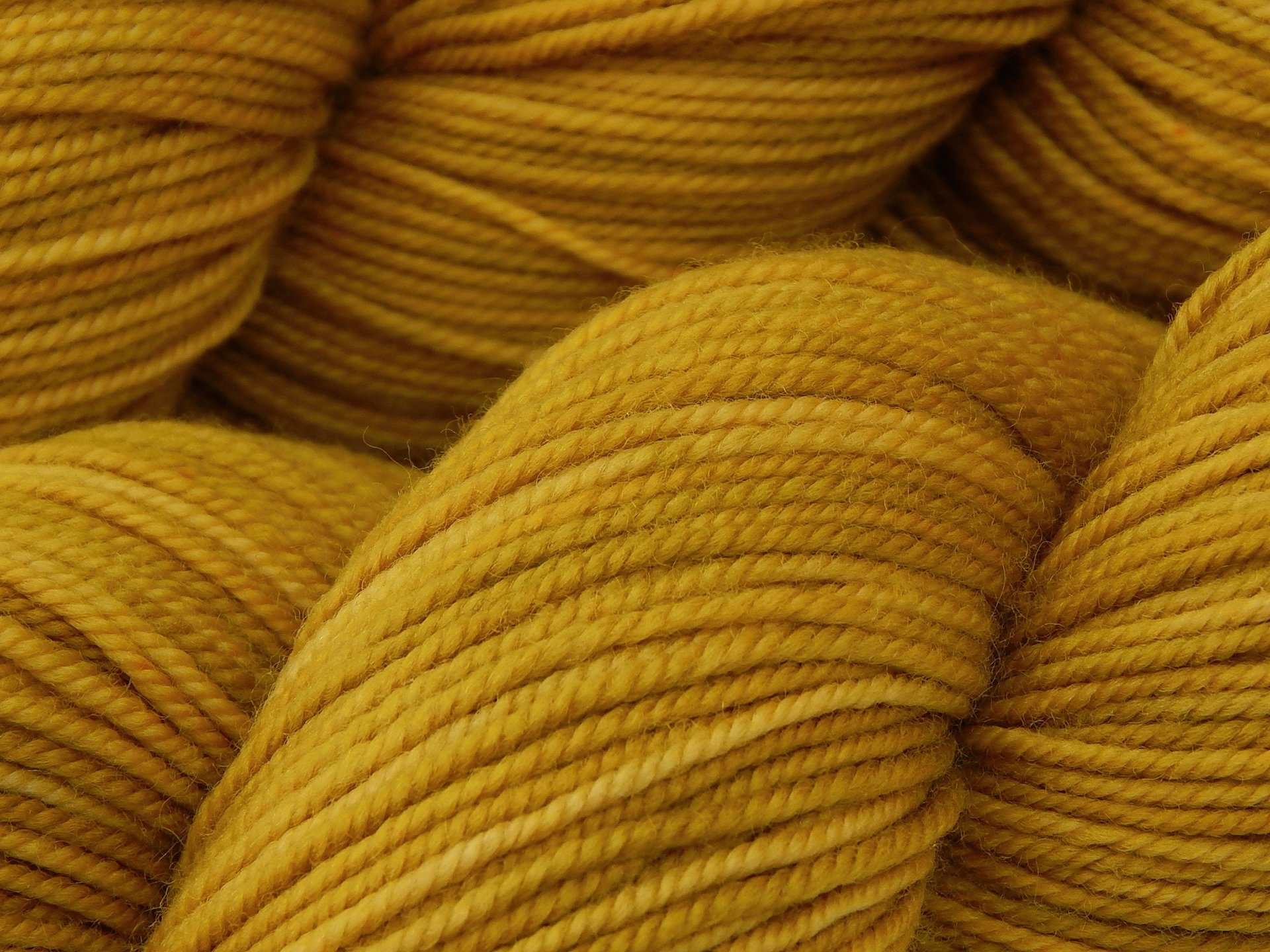 Hand Dyed Yarn, Sport Weight Superwash Merino Wool - Honey Mustard - Indie Dyer Gold Knitting Yarn, Tonal Yellow Heavier Sock Yarn