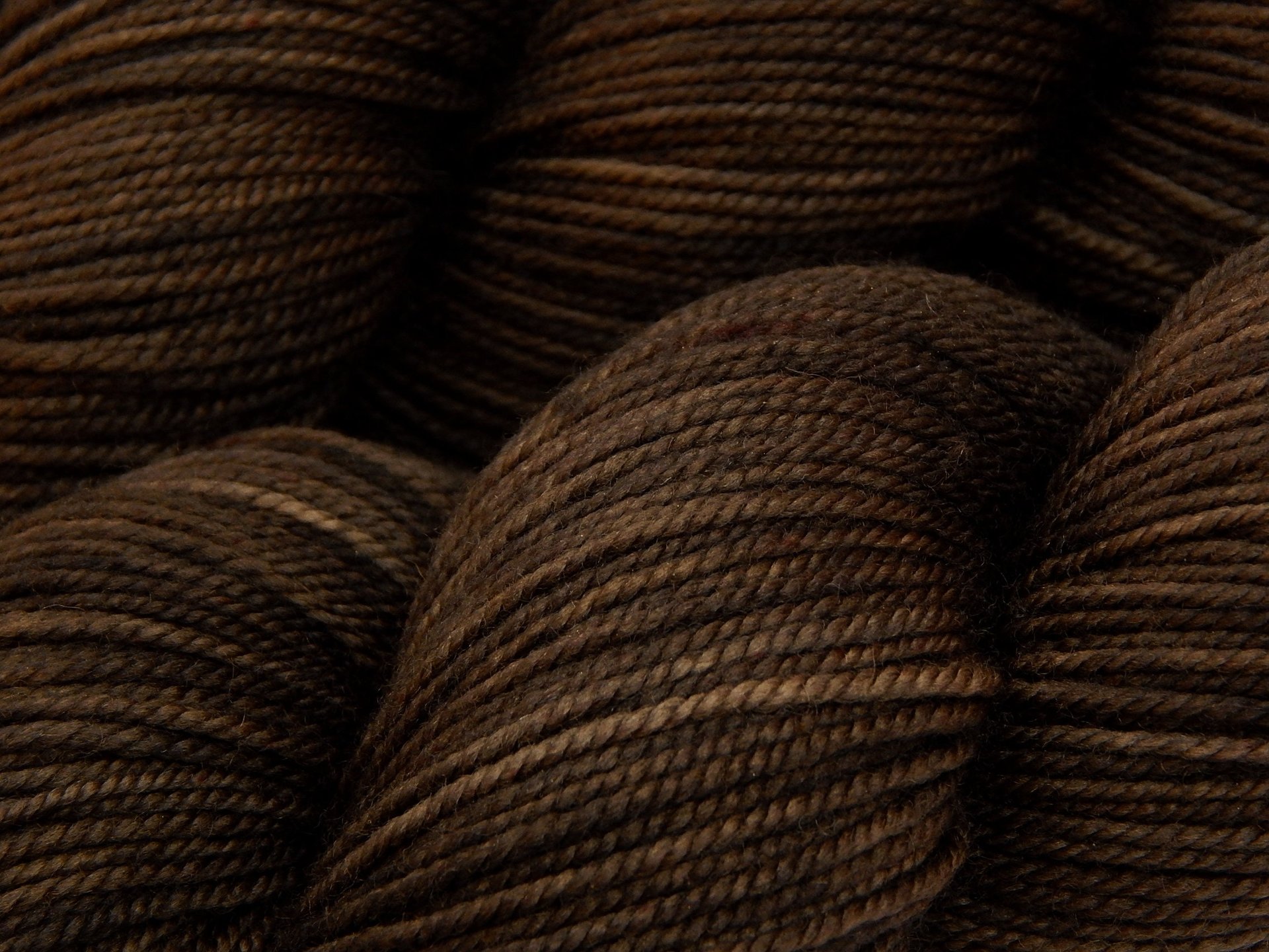 Hand Dyed Yarn, Sport Weight Superwash Merino Wool - Bark Tonal - Chocolate Brown Indie Dyer Knitting Yarn, Semi Solid Dark Brown Sock Yarn