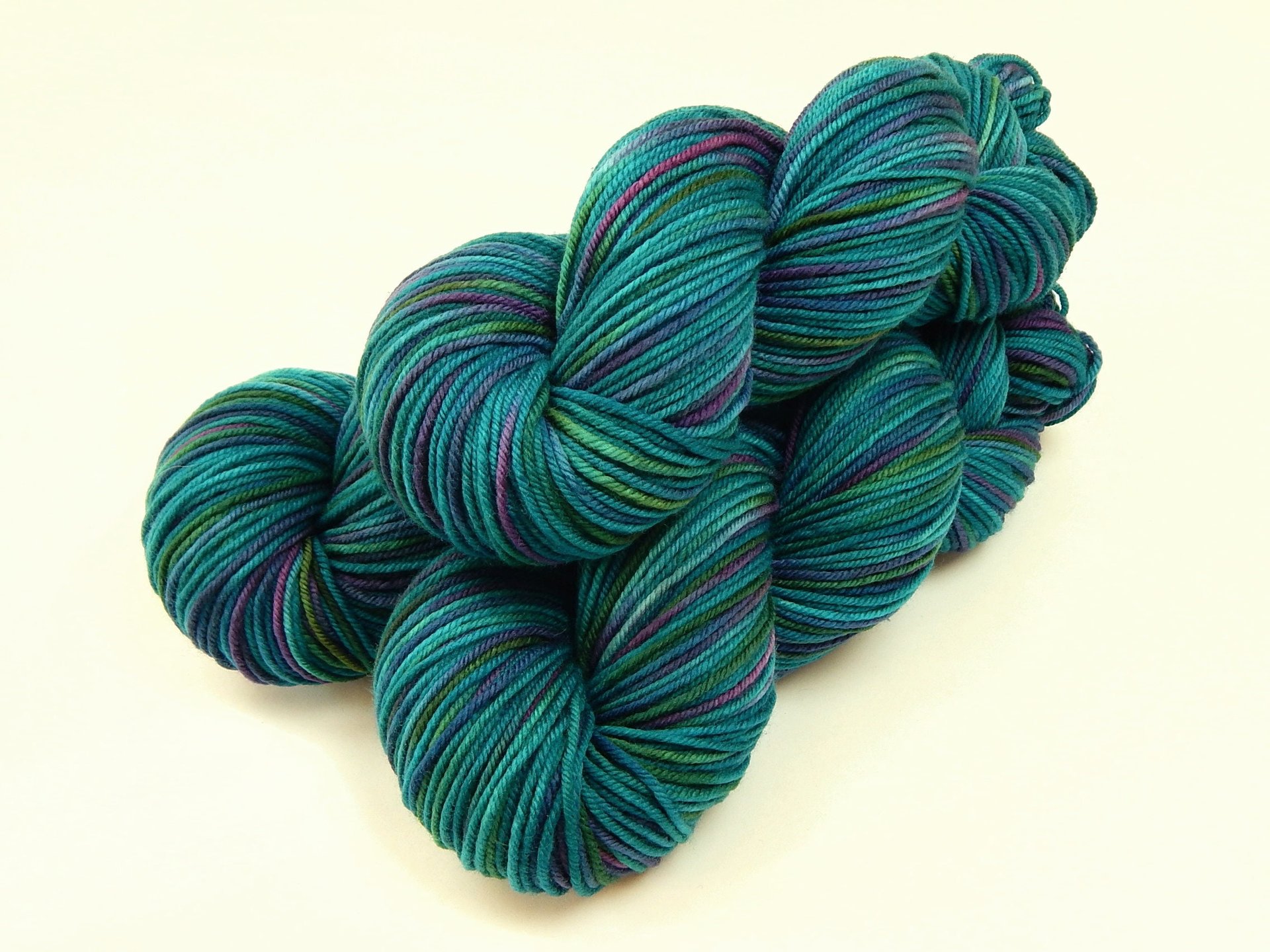 Hand Dyed Yarn. Worsted Weight Superwash Merino Wool. Aegean Multi. Soft  Indie Dyed Knitting Yarn. Multicolor Turquoise Blue Green Yarn 