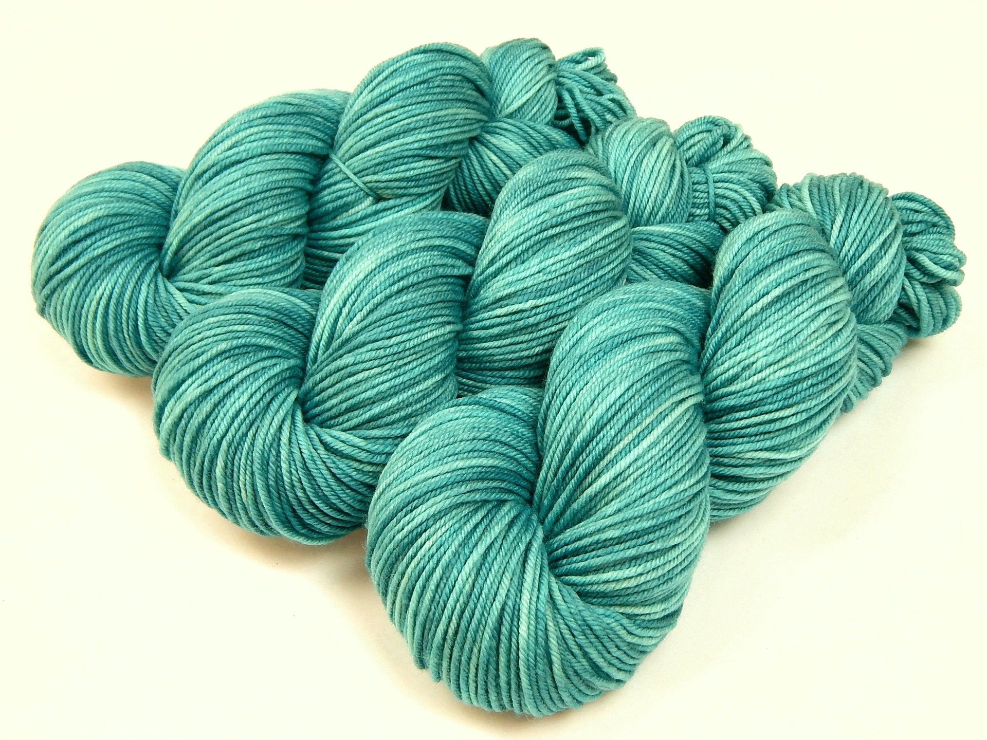 Hand Dyed Yarn, DK Weight Superwash Merino Wool - Pool - Aqua Blue Green Tonal Indie Dyer Yarn, Soft Turquoise Knitting Crochet Yarn