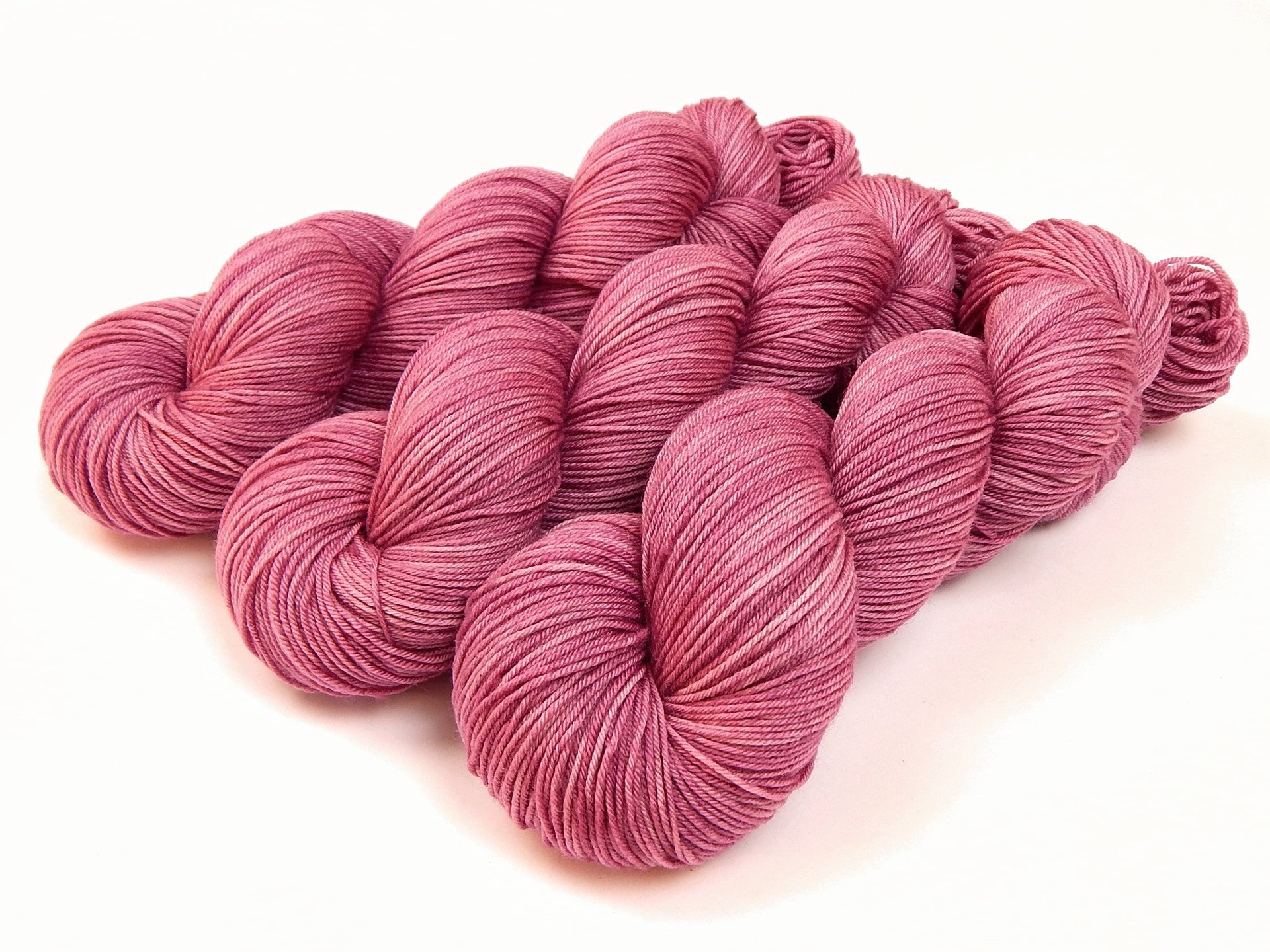 Hand Dyed Yarn, Sock Fingering Weight 4 Ply Superwash Merino Wool - Sorbet - Tonal Berry Knitting Yarn, Indie Dyer Rose Pink Sock Yarn