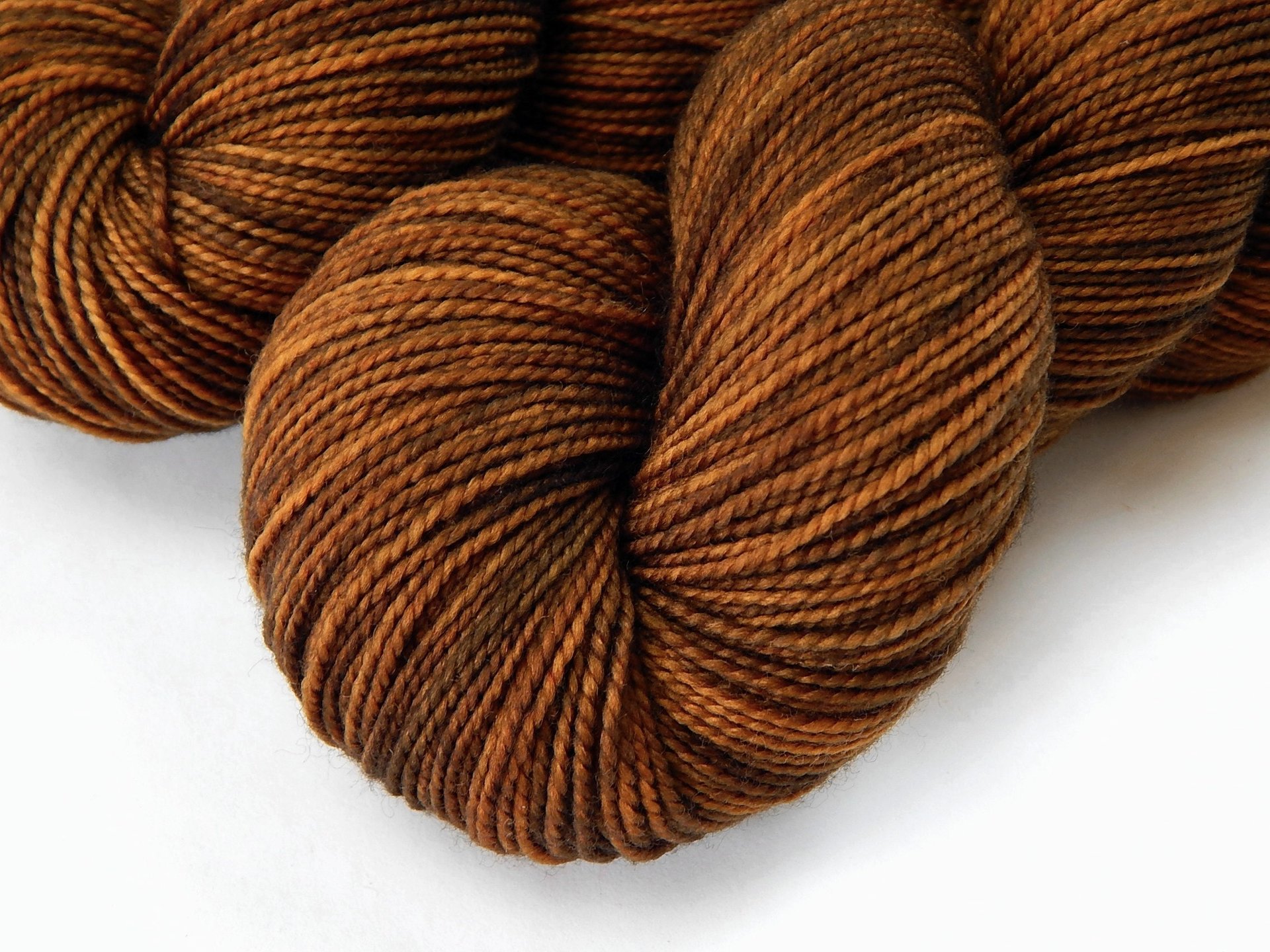 Hand Dyed Yarn, Sock Weight Superwash 100% Merino Wool - Hazelnut - Indie Dyer Knitting Yarn, Warm Brown Tonal Handdyed Fingering Yarn