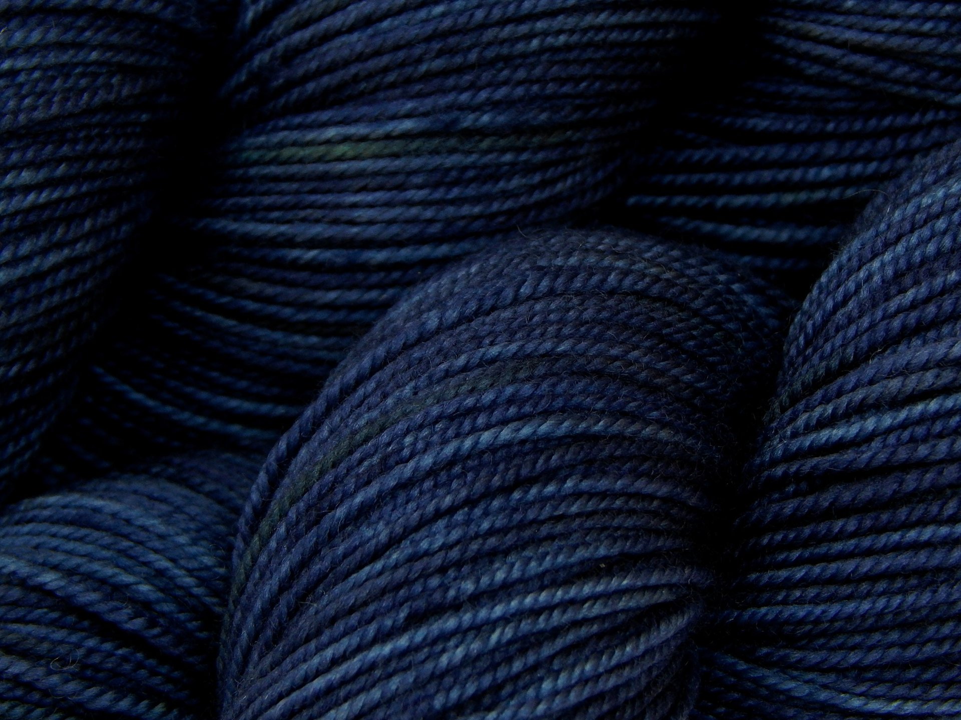 Hand Dyed Yarn, Sport Weight Superwash Merino Wool - Ink Tonal - Dark Blue Indie Dyer Knitting Yarn, Semi Solid Navy Heavier Sock Yarn