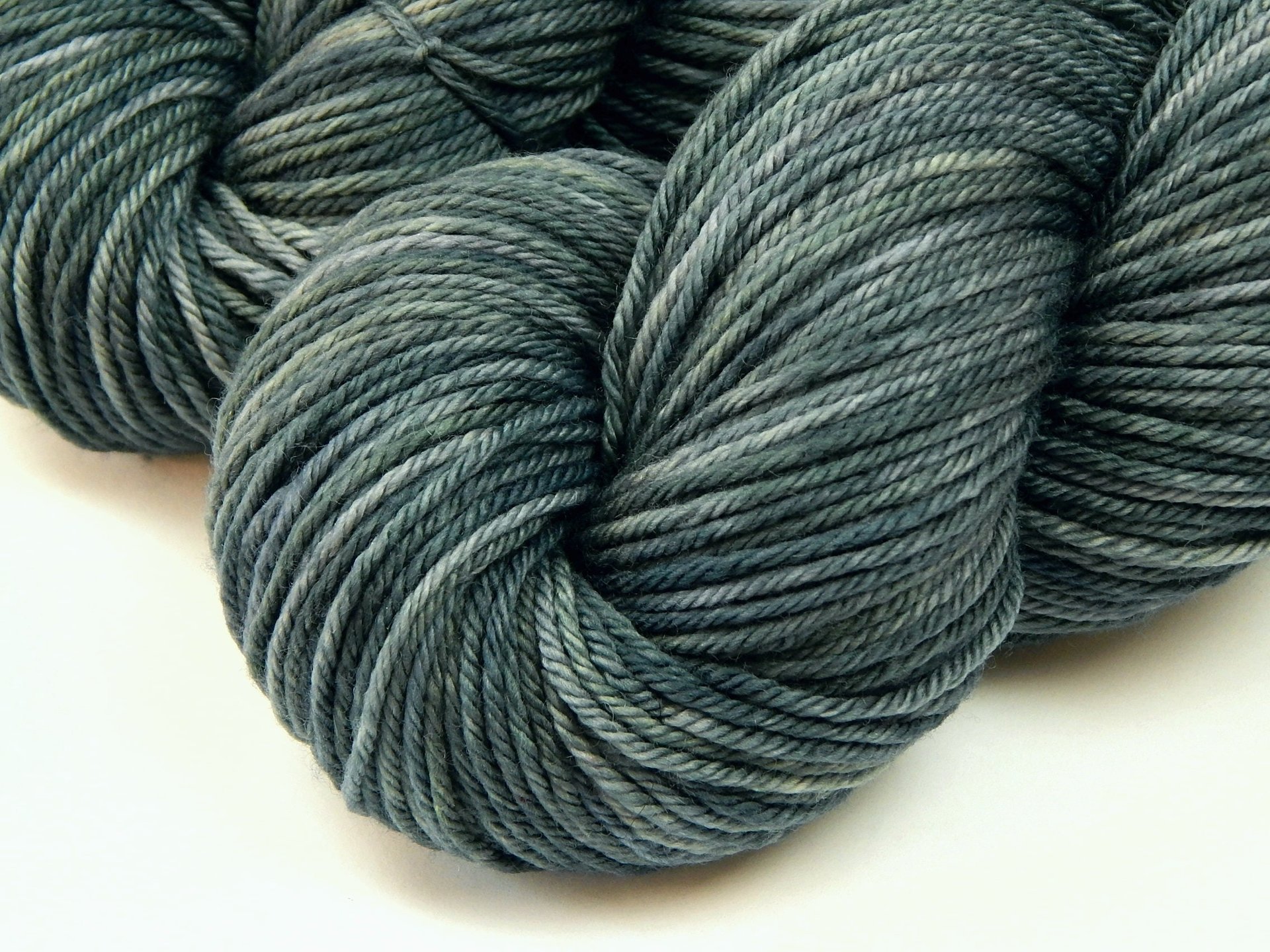 Hand Dyed Yarn, Worsted Weight 100% Superwash Merino Wool - Denim - Indie Dyer Knitting Yarn, Tonal Slate Blue Yarn Skein, Handdyed Yarn