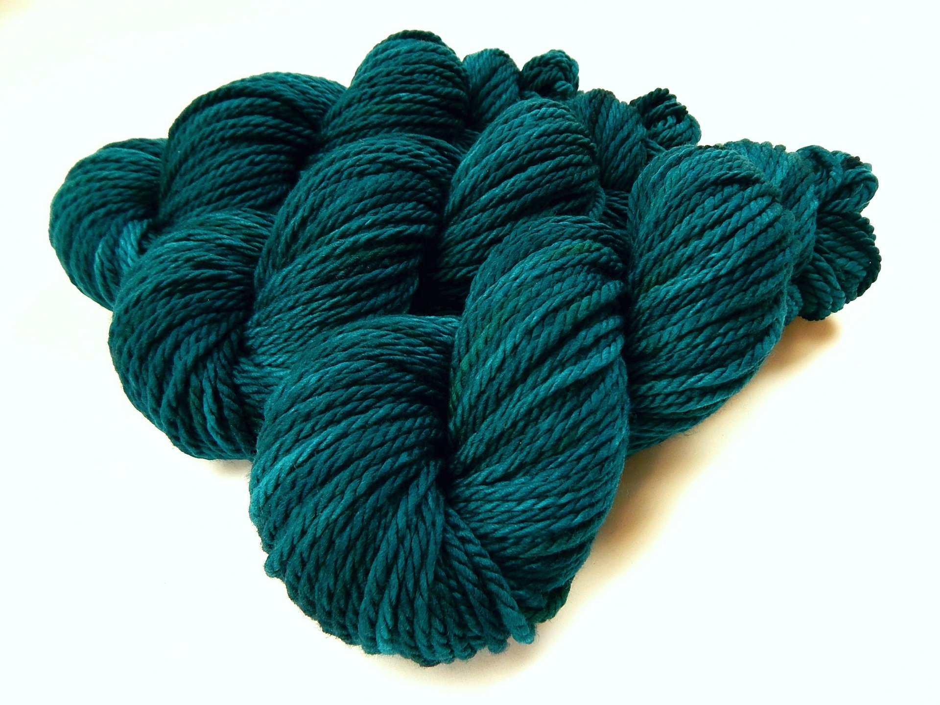 Hand Dyed Yarn, Bulky Superwash Merino Wool - Deep Sea Tonal - Indie Dyer Thick Teal Yarn, Blue Green Chunky Knitting Yarn