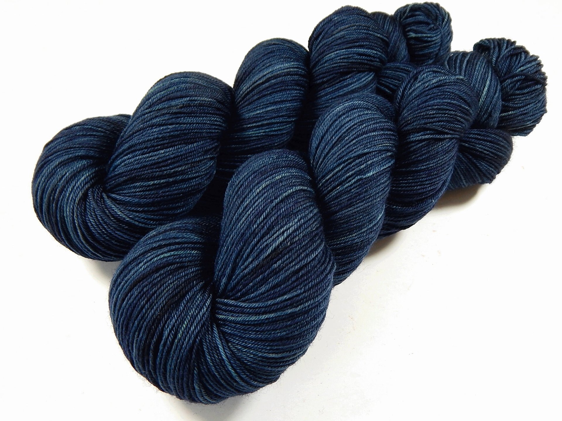 Hand Dyed Sock Yarn, Fingering Weight 4 Ply Superwash Merino Wool - Ink Tonal - Dark Blue Knitting Yarn, Navy Hand Dyed Yarn