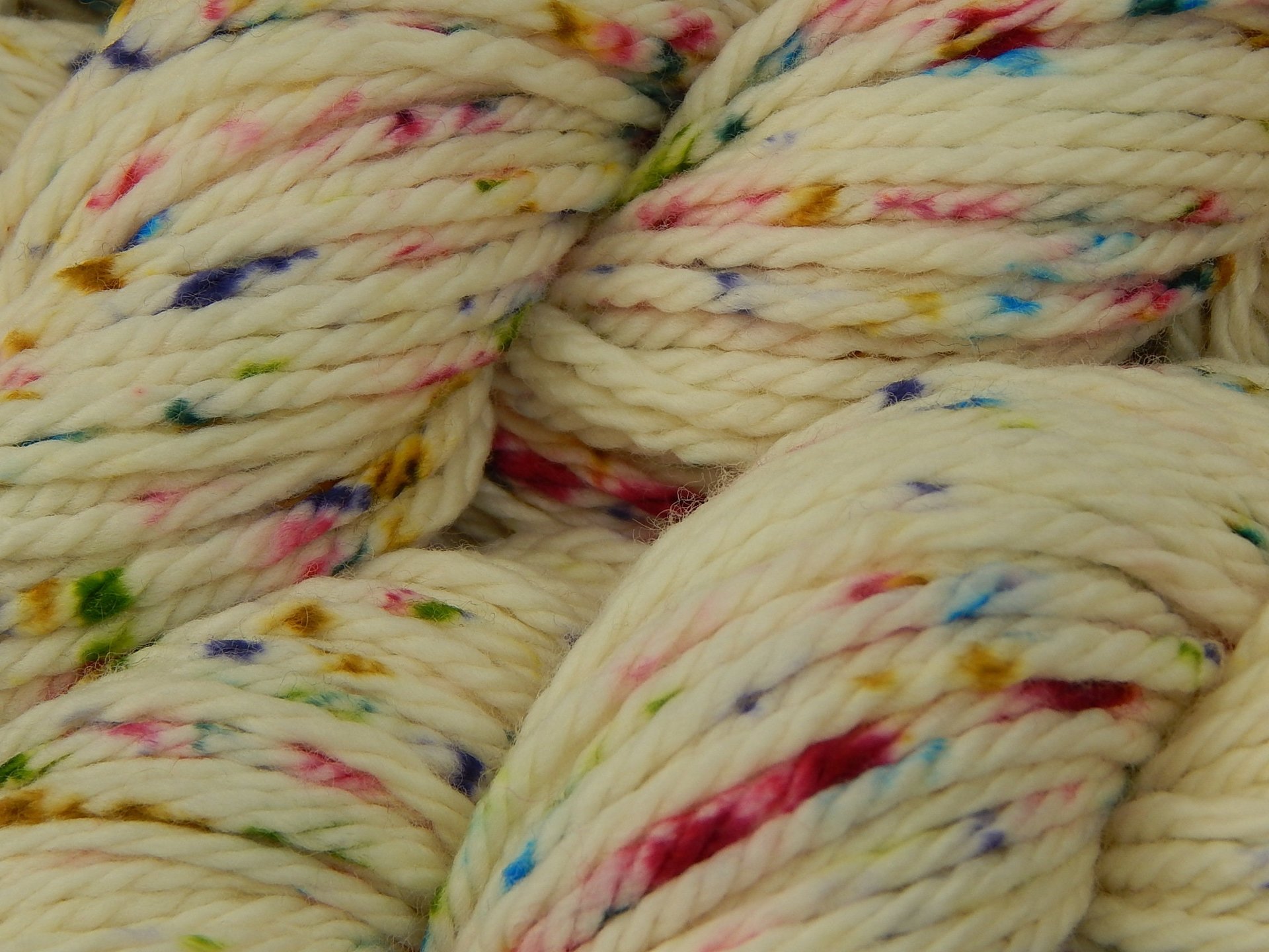 Hand Dyed Yarn, Bulky Weight Superwash Merino Wool - Potluck Confetti - Indie Dyer Speckled Rainbow Off White Cream Chunky Knitting Yarn