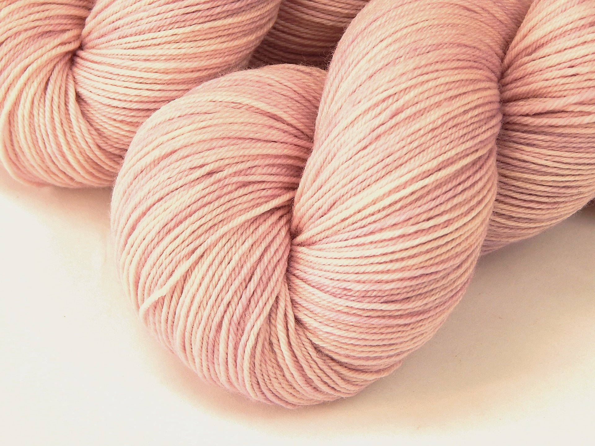 Hand Dyed Yarn, Sock Fingering Weight 4 Ply Superwash Merino Wool - Petal - Pale Pink Knitting Yarn, Tonal Semi Solid Light Rose Handdyed