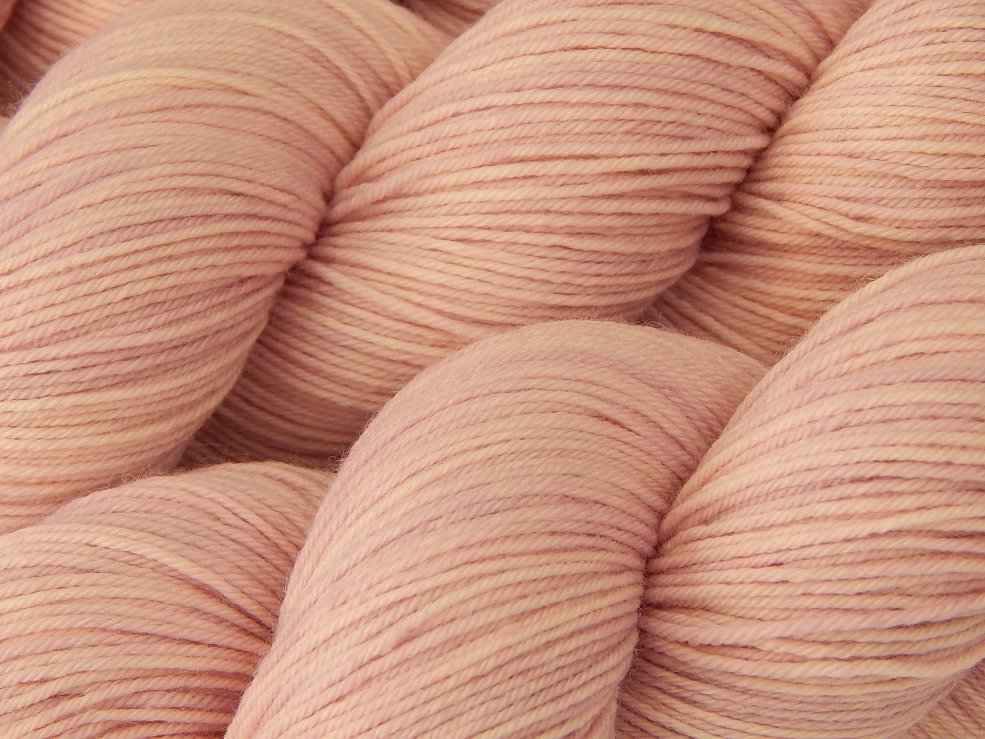 Hand Dyed Yarn, Sock Fingering Weight 4 Ply Superwash Merino Wool - Petal - Pale Pink Knitting Yarn, Tonal Semi Solid Light Rose Handdyed