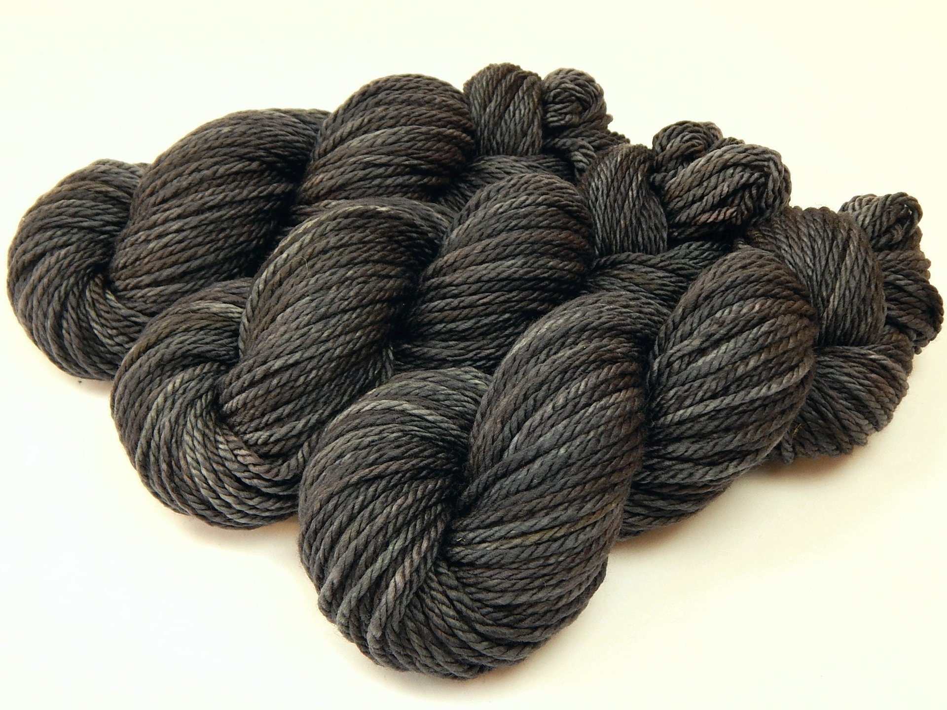 Hand Dyed Yarn, Bulky Weight Superwash Merino Wool - Slate Grey Tonal - Thick Chunky Dark Grey Knitting Yarn, Charcoal Gray Bulky Yarn