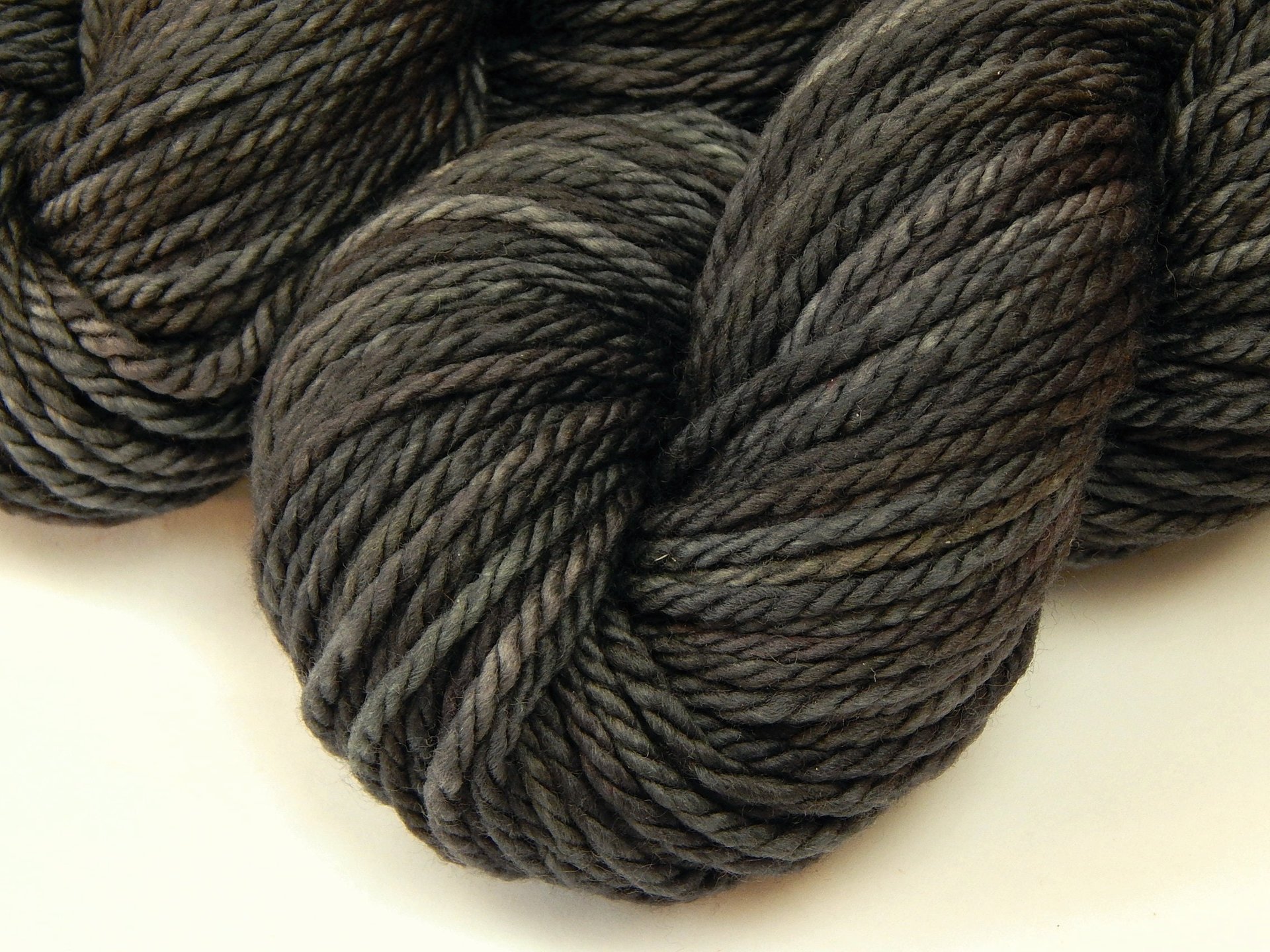 Hand Dyed Yarn, Bulky Weight Superwash Merino Wool - Slate Grey Tonal - Thick Chunky Dark Grey Knitting Yarn, Charcoal Gray Bulky Yarn