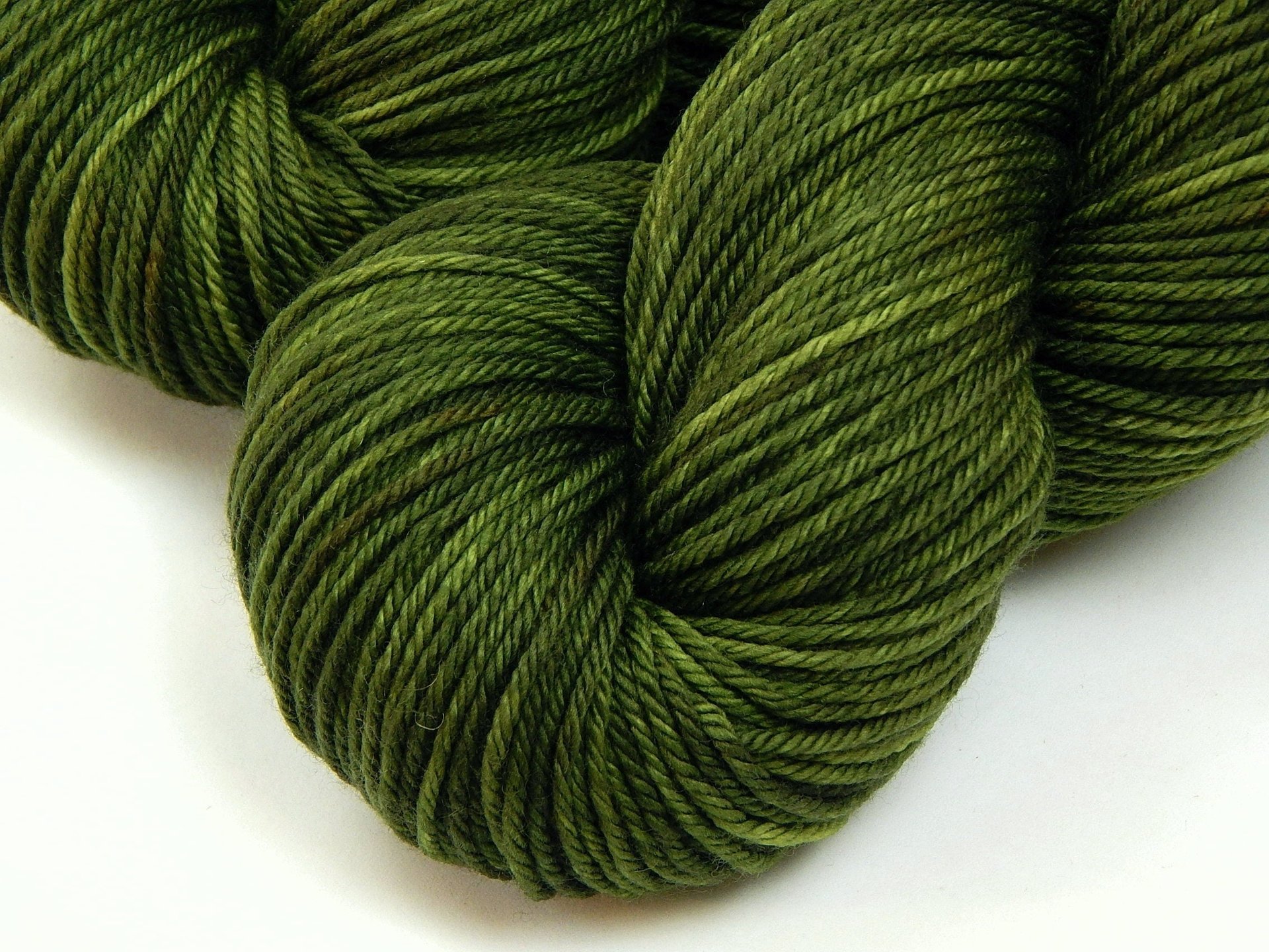 Worsted Weight Hand Dyed Yarn, 100% Superwash Merino Wool - Moss Tonal - Indie Dyer Olive Green Knitting Yarn, Soft Semi Solid Crochet Yarn