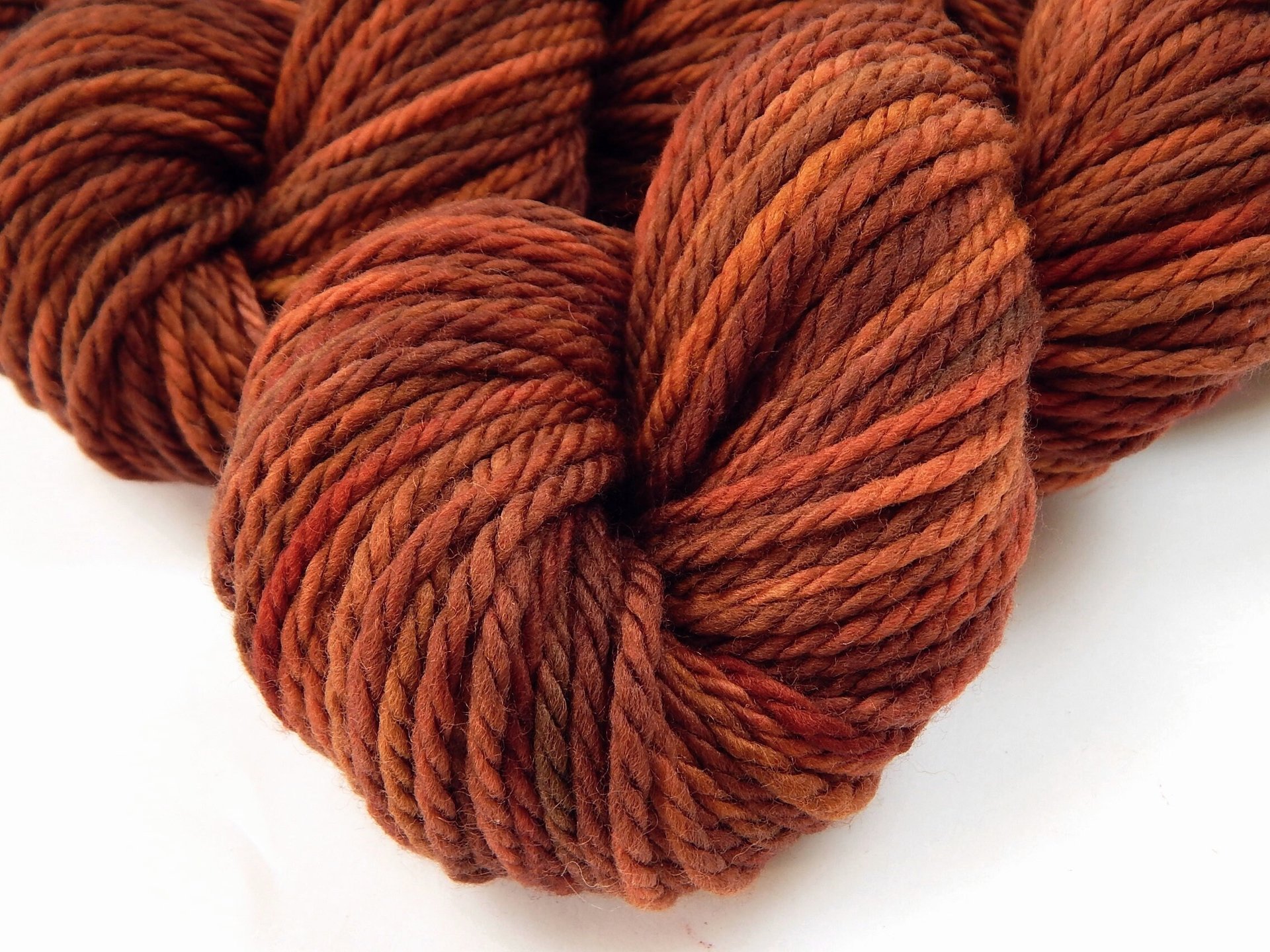 Hand Dyed Yarn, Bulky Weight Superwash Merino Wool - Spice - Thick Knitting Yarn in Fall Colors, Rust Burnt Orange Autumn Chunky Yarn