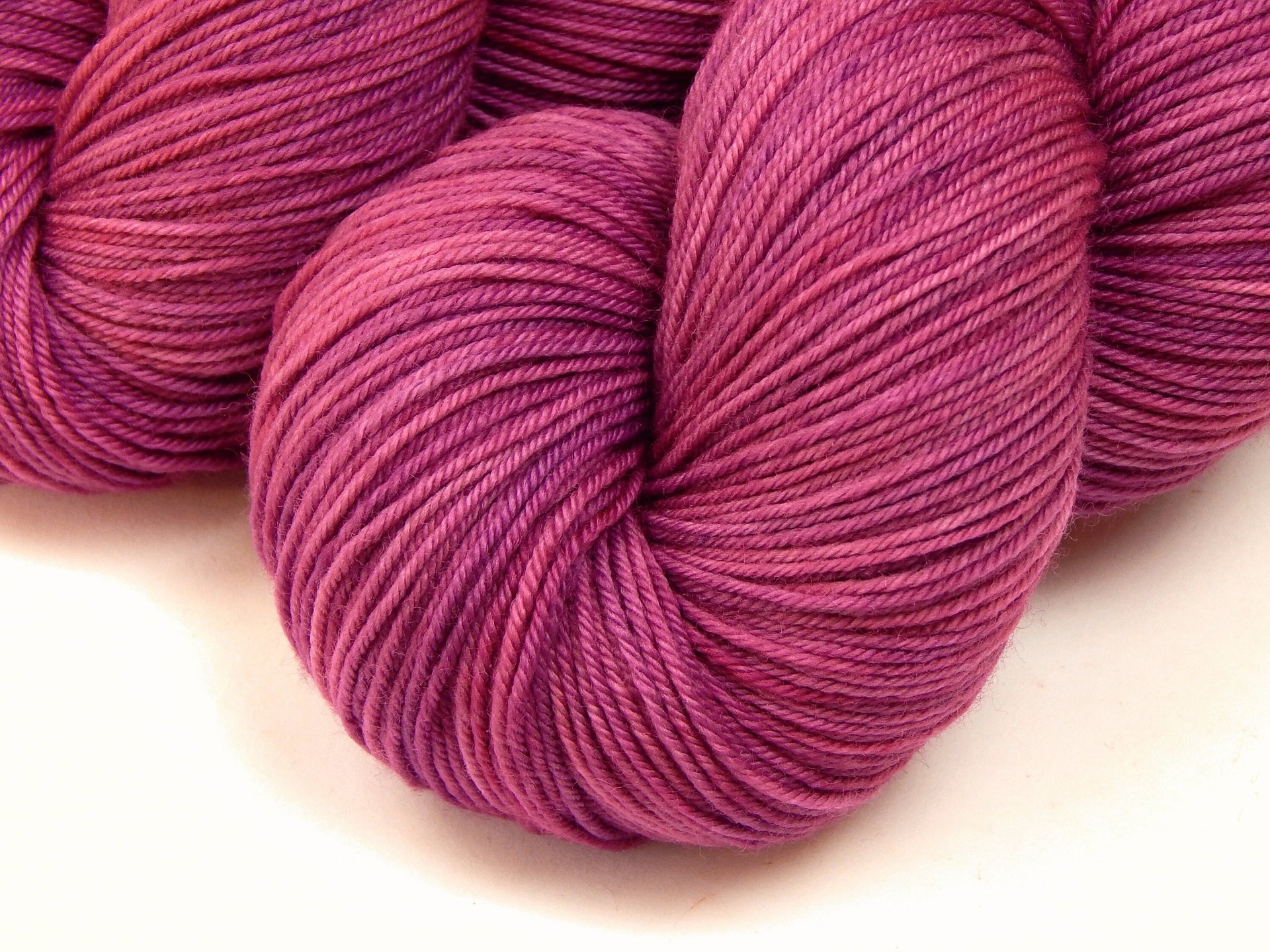 Hand Dyed Yarn, Sock Fingering Weight 4 Ply Superwash Merino Wool - Orchid - Deep Magenta Tonal Knitting Yarn, Bright Saturated Sock Yarn