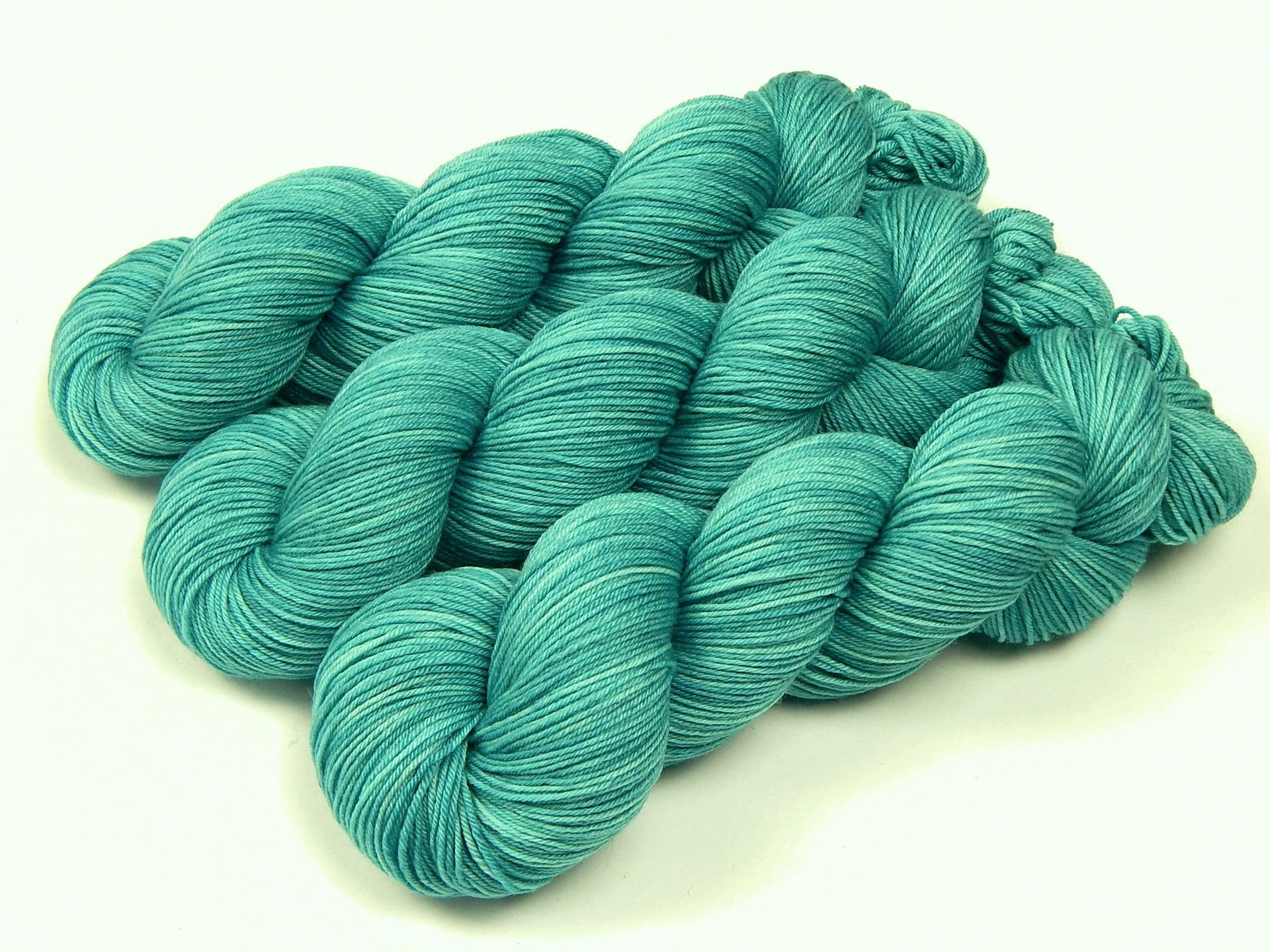 Hand Dyed Yarn, Fingering Sock Weight 4 Ply Superwash Merino Wool - Pool - Tonal Soft Turquoise Knitting Yarn, Blue Green Aqua Sock Yarn