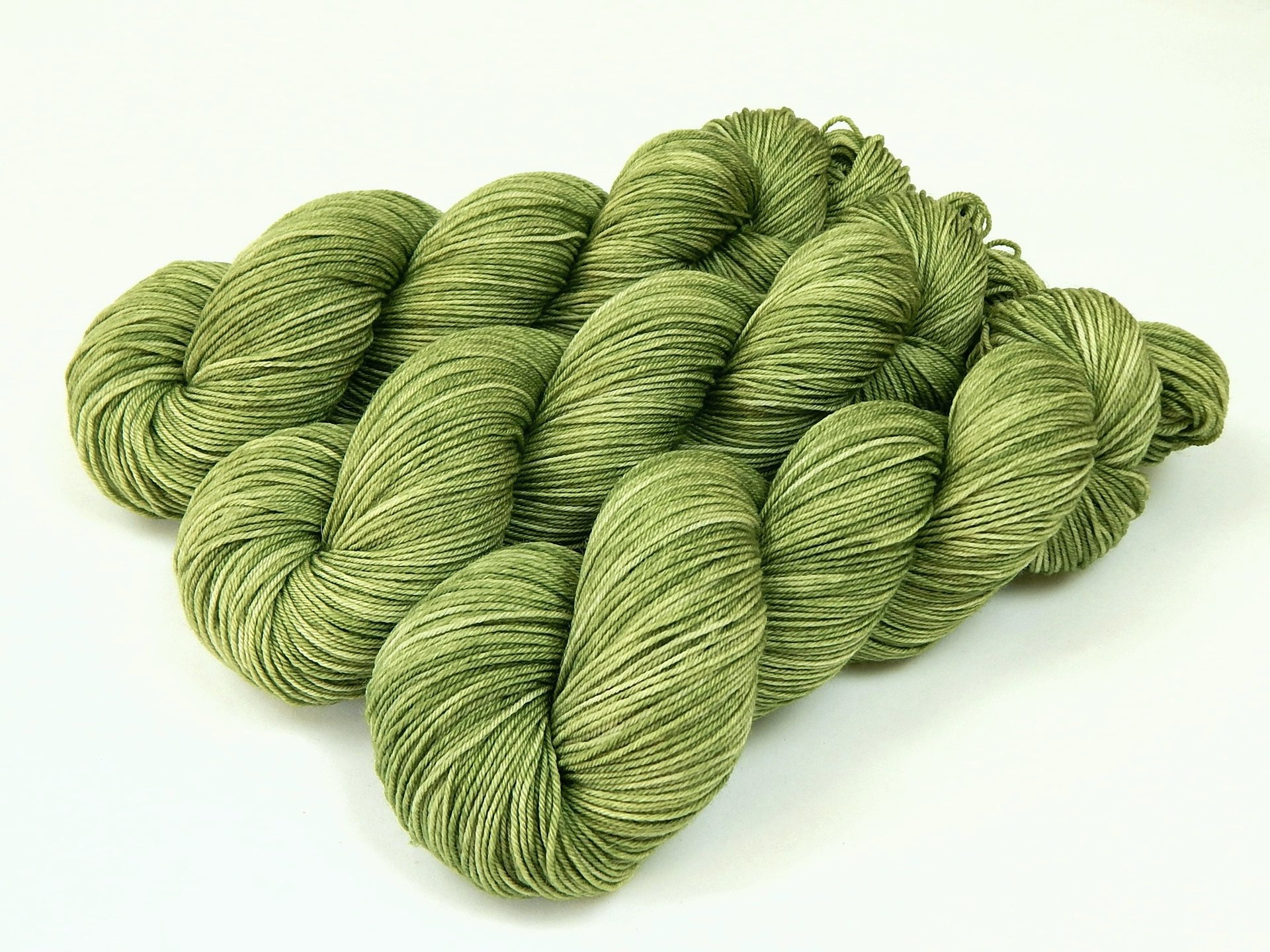 Hand Dyed Sock Yarn, Fingering Weight 4 Ply Superwash Merino Wool - Green Tea - Light Olive Knitting Yarn, Avocado Hand Dyed Yarn