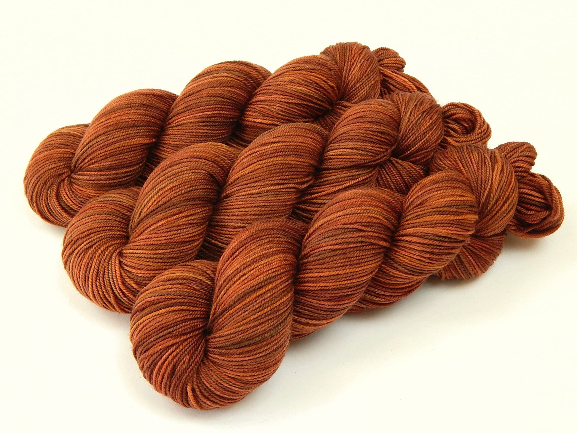Hand Dyed Yarn, Sport Weight Superwash Merino Wool - Spice - Indie Dyed Knitting Yarn, Burnt Orange Rust Autumn Sock Yarn, Ready to Ship