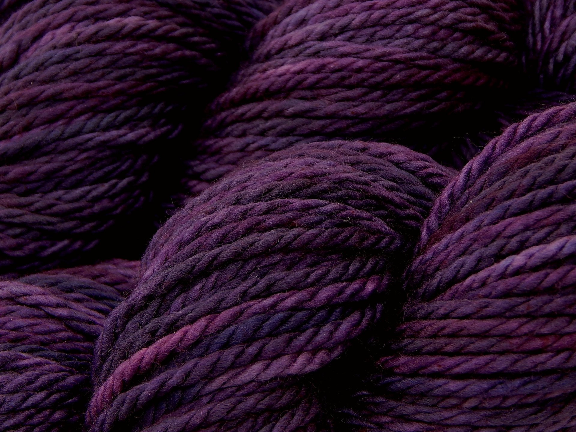 Hand Dyed Yarn, Bulky Weight Superwash Merino Wool - Blackberry Tonal - Soft Thick Dark Purple Knitting Yarn, Tonal Plum Chunky Yarn