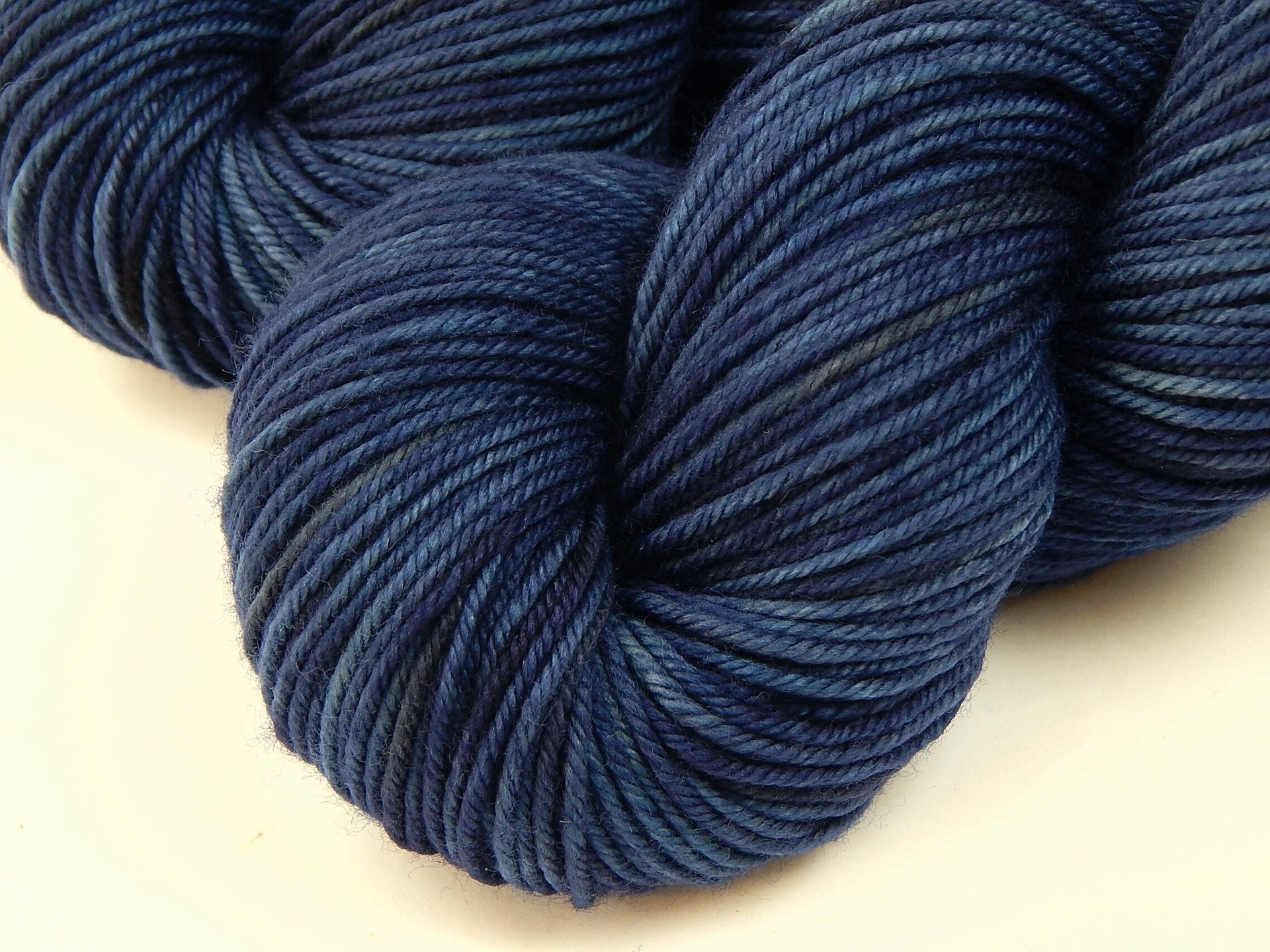 Hand Dyed Yarn, DK Weight Superwash Merino Wool - Ink Tonal - Soft Washable Navy Blue Indie Dyed Yarn, Wool Yarn for Knitting Crochet