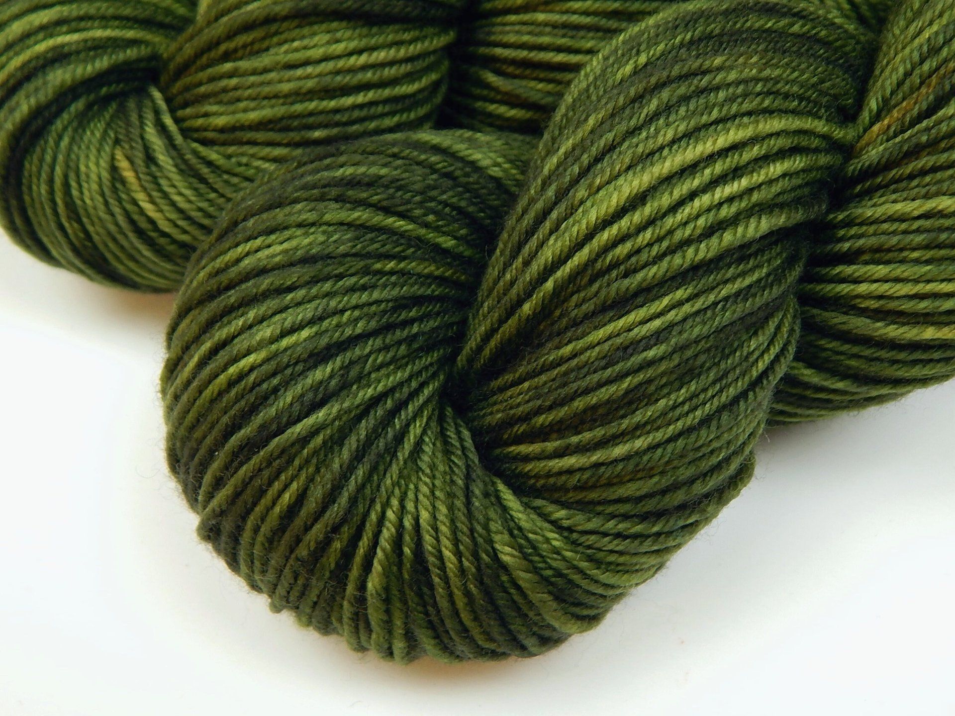 Hand Dyed Yarn, DK Weight Superwash Merino Wool - Moss Tonal - Indie Dyer Yarn, Olive Green Knitting Yarn