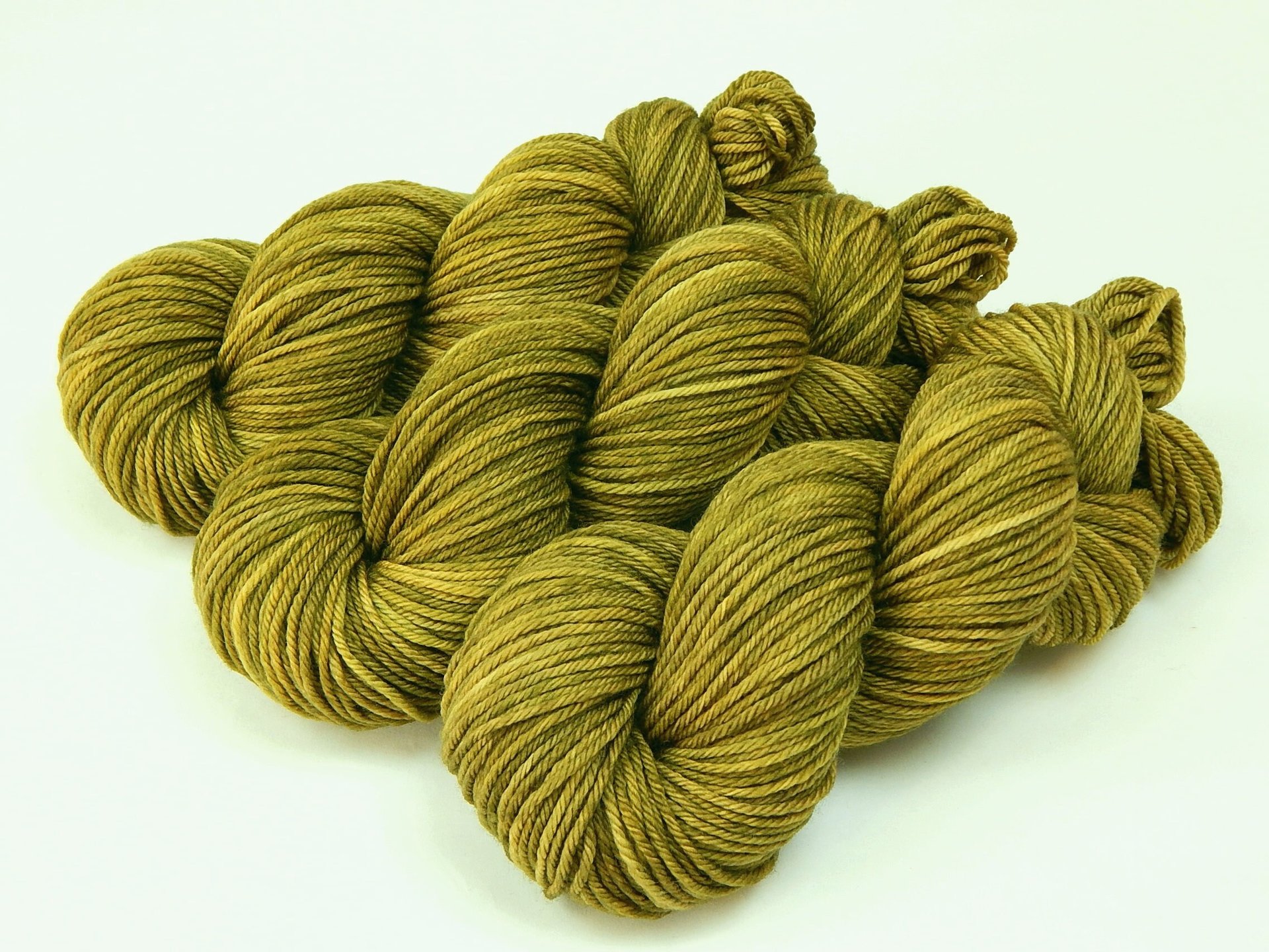 Hand Dyed Yarn, Worsted Weight Superwash Merino Wool - Olive Oil Tonal - Indie Dyer Knitting Yarn, Soft Washable Greenish Gold Crochet Yarn