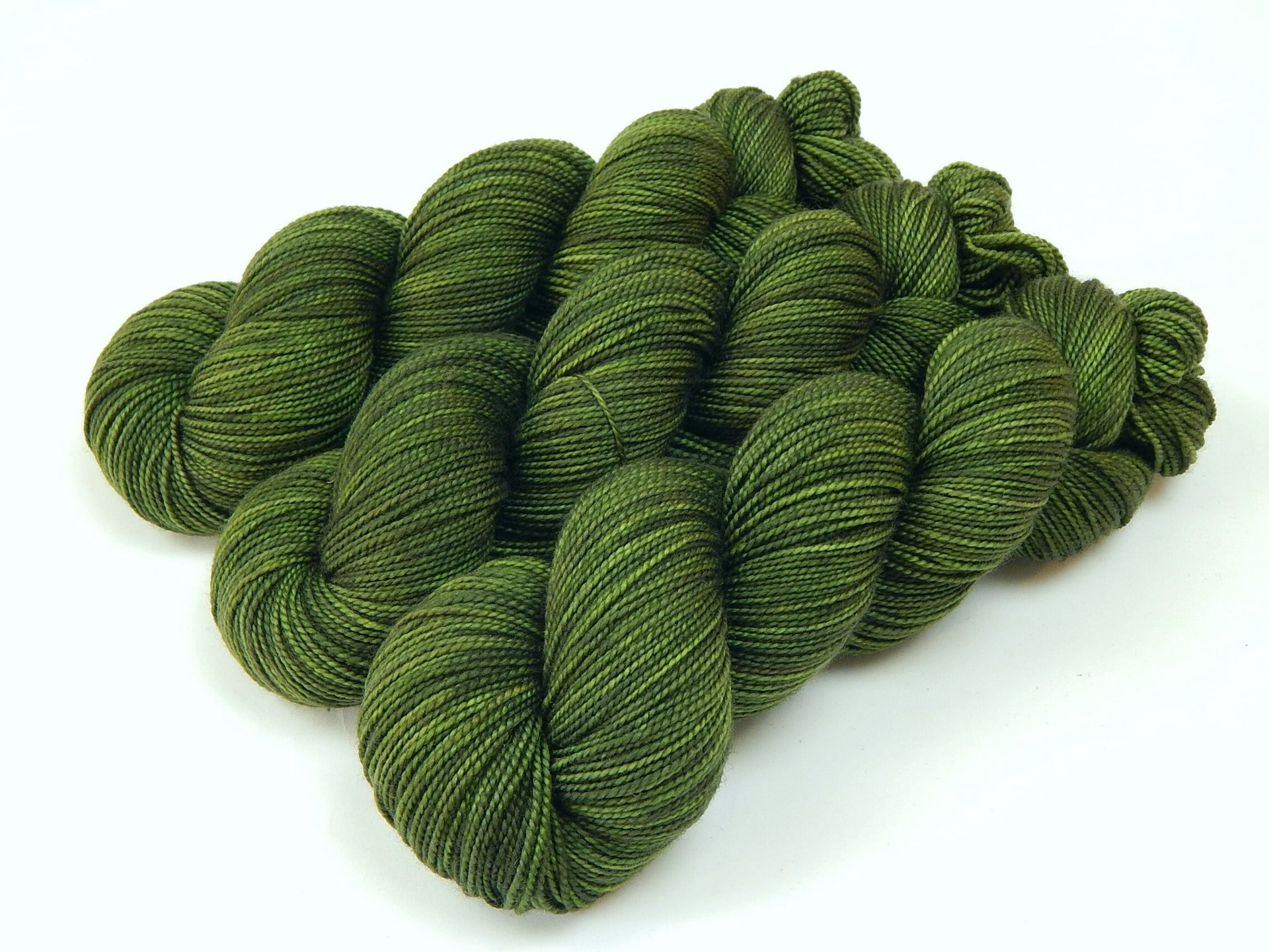 Hand Dyed Sock Yarn, Fingering Weight Superwash Merino Wool Yarn - Moss Tonal - Olive Green Knitting Weaving Yarn, Indie Hand Dyed Yarn