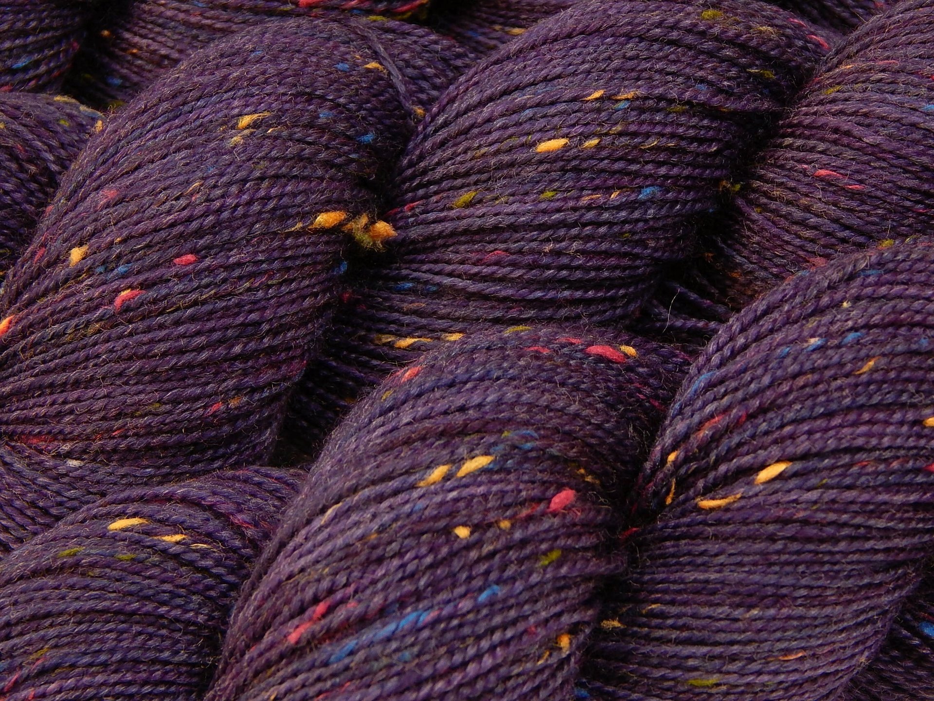 Hand Dyed Yarn, Tweed Fingering Weight Superwash Merino Wool Nylon - Blackberry Tonal - Indie Dyer Knitting Yarn, Purple Flecks Sock Yarn