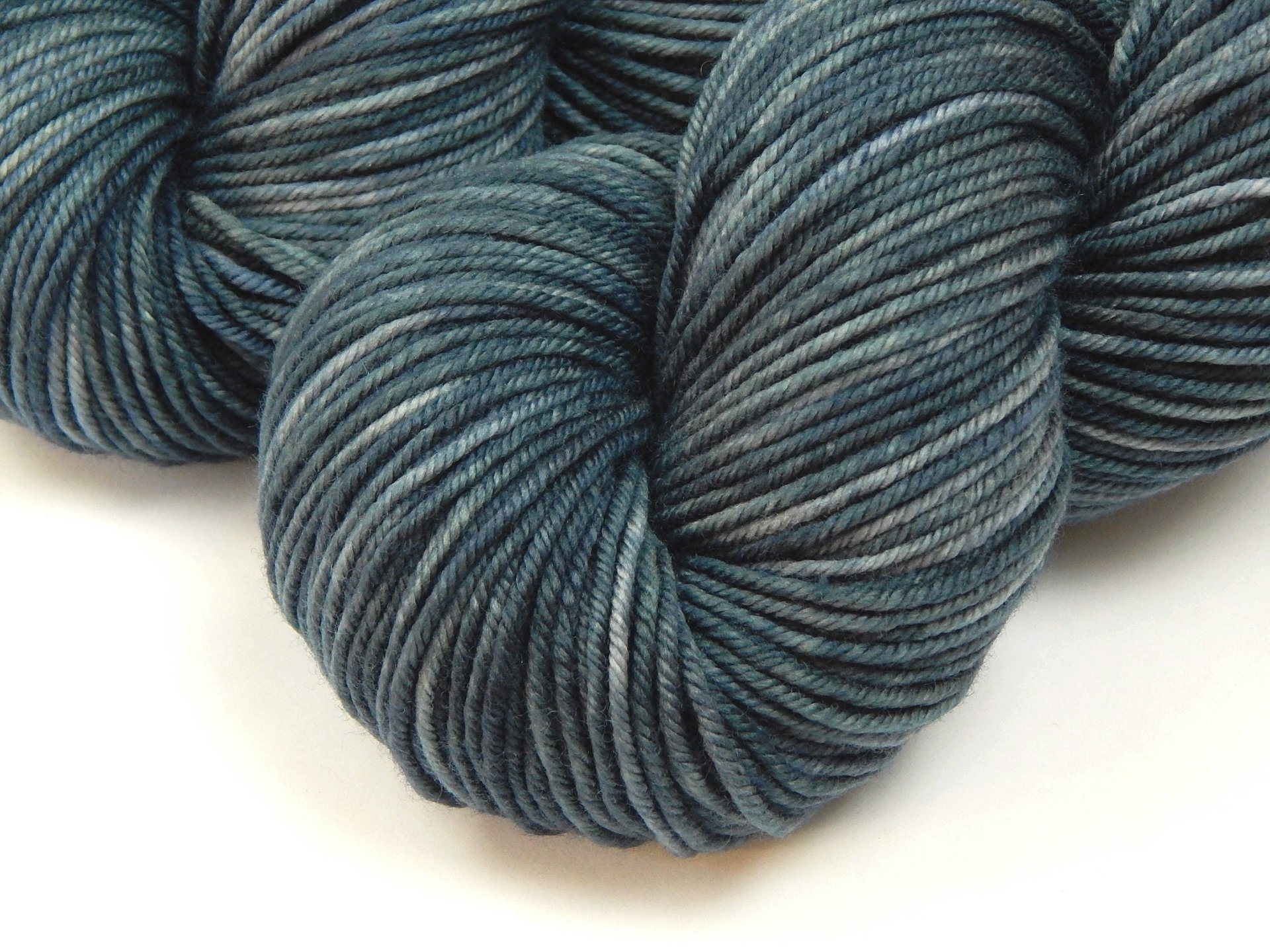 Hand Dyed Yarn, DK Weight Superwash Merino Wool - Denim - Indie Dyer Slate Blue Knitting Yarn, Tonal Handdyed DK Yarn