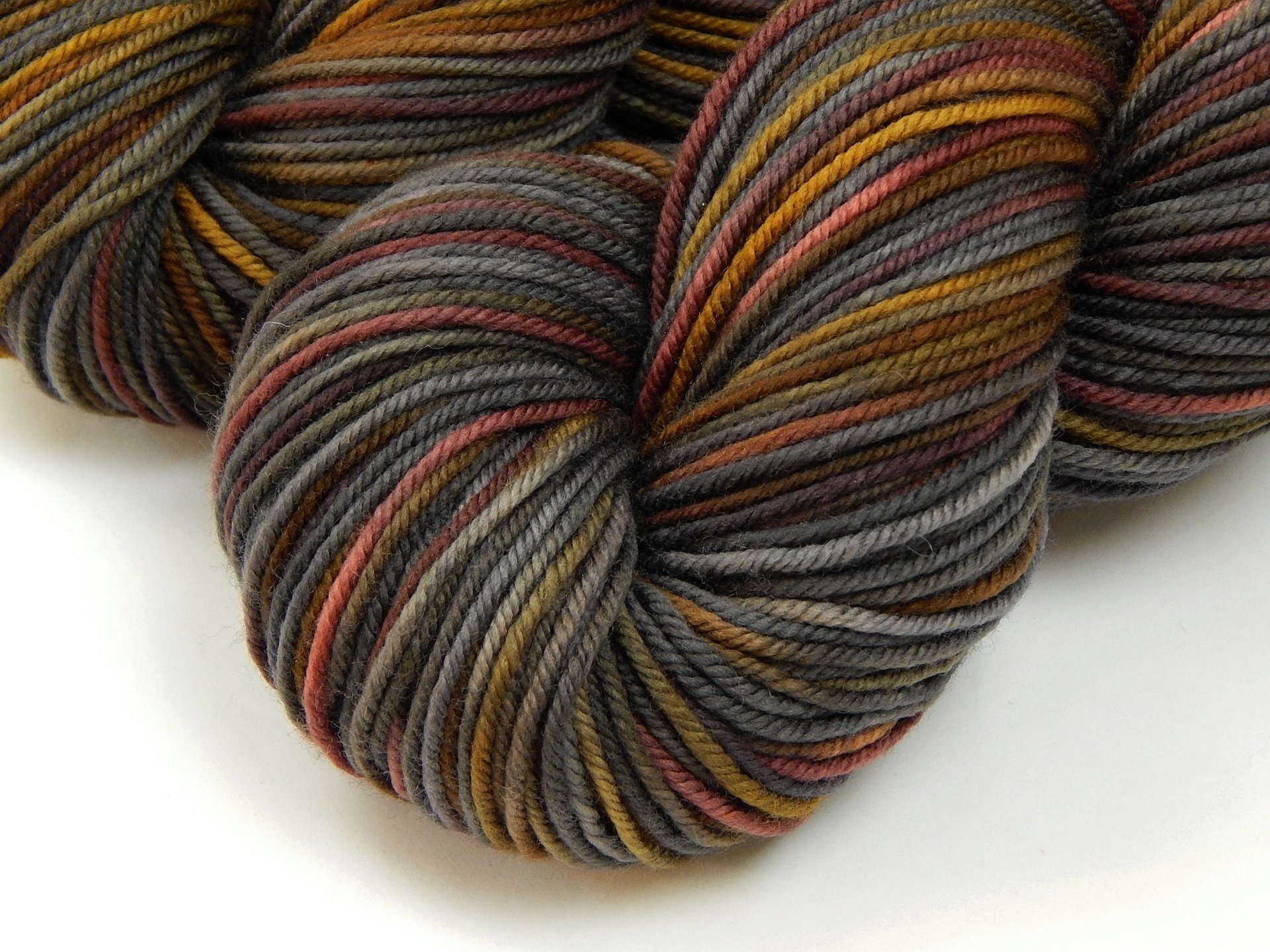 Hand Dyed Yarn, DK Weight Superwash Merino Wool - Agate - Indie Dyer Yarn, Grey Brown Gold Knitting Yarn, Earthy Multicolor Yarn