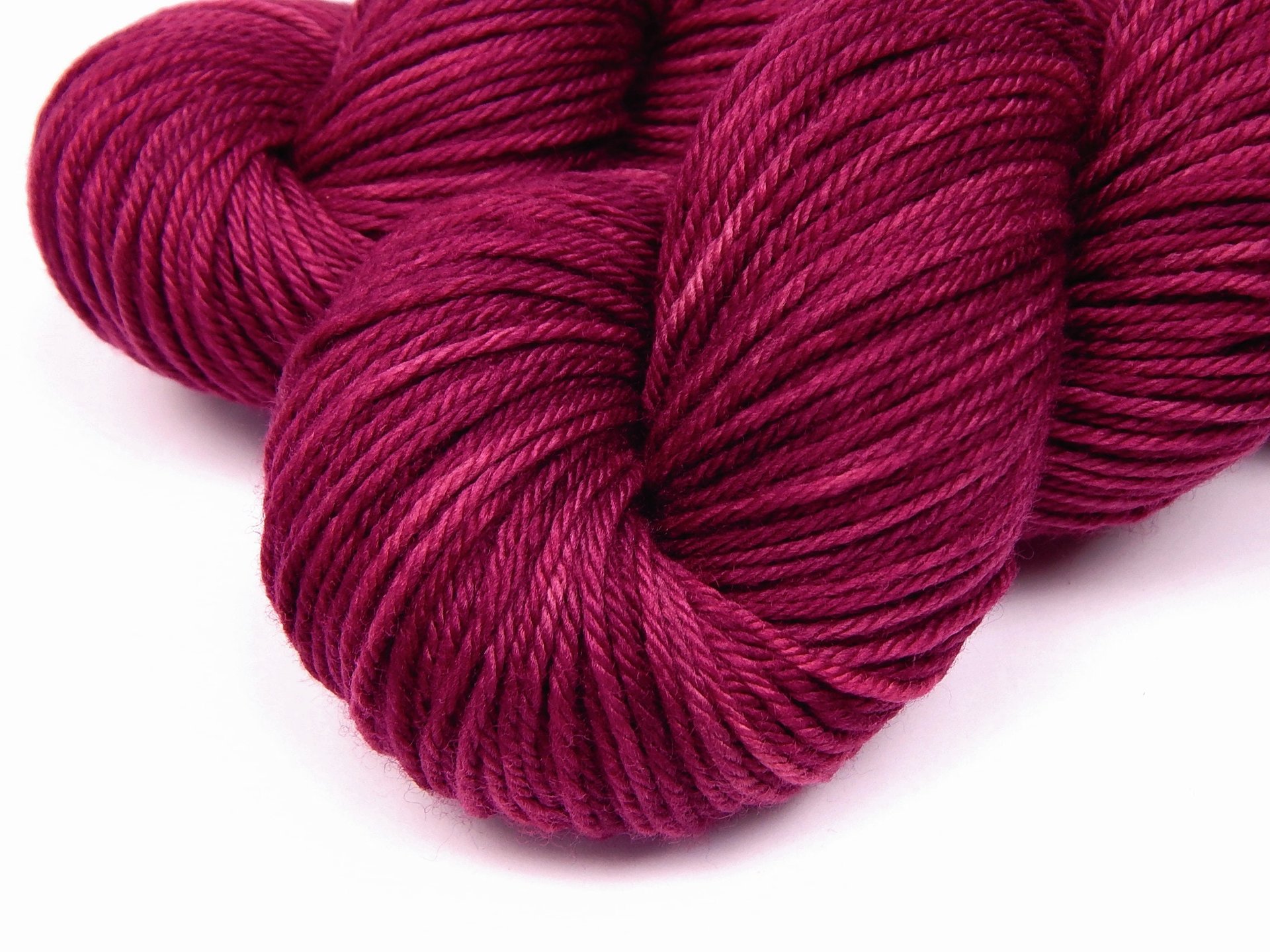 Hand Dyed Yarn, Worsted Weight 100% Superwash Merino Wool - Plumberry - Indie Dyed Tonal Berry Red Knitting Yarn, Knitter Gift