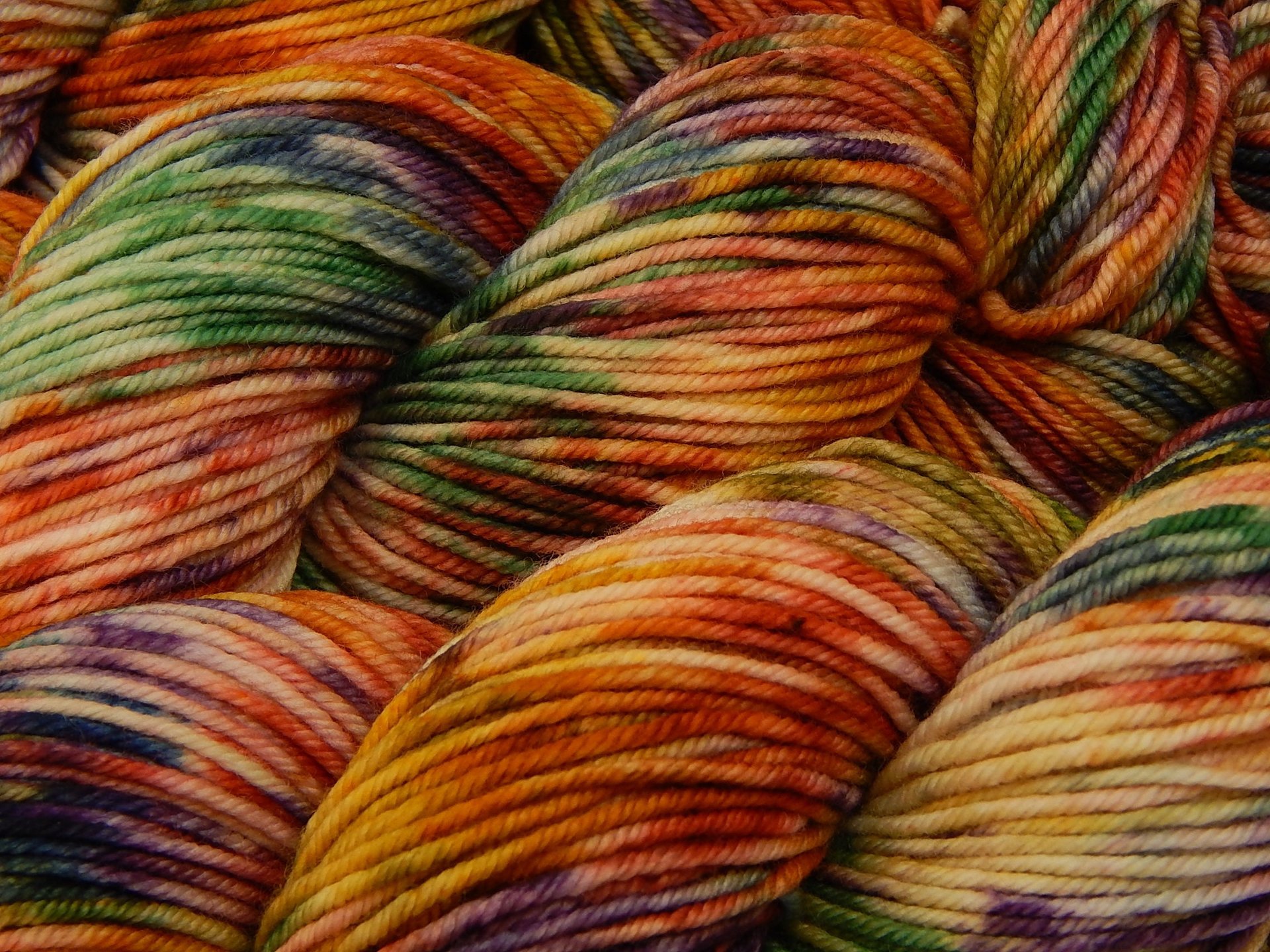 Hand Dyed Yarn, DK Weight Superwash Merino Wool - Potluck Crayons - Colorful Off White Rainbow Speckled Splashed Indie Dyed Knitting Yarn