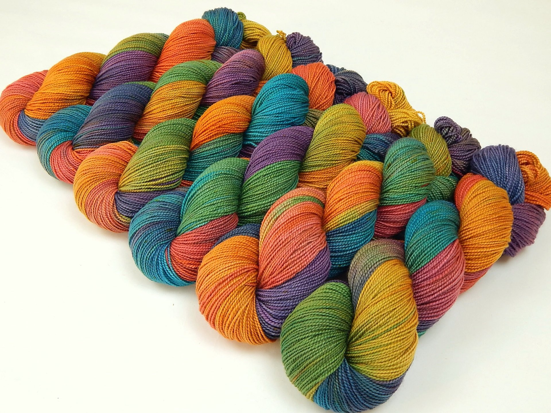 Hand Dyed Yarn, Sock Fingering Weight Superwash Merino Wool - Potluck Rainbow - Bright Colorful Knitting Yarn, Indie Dyer Sock Yarn