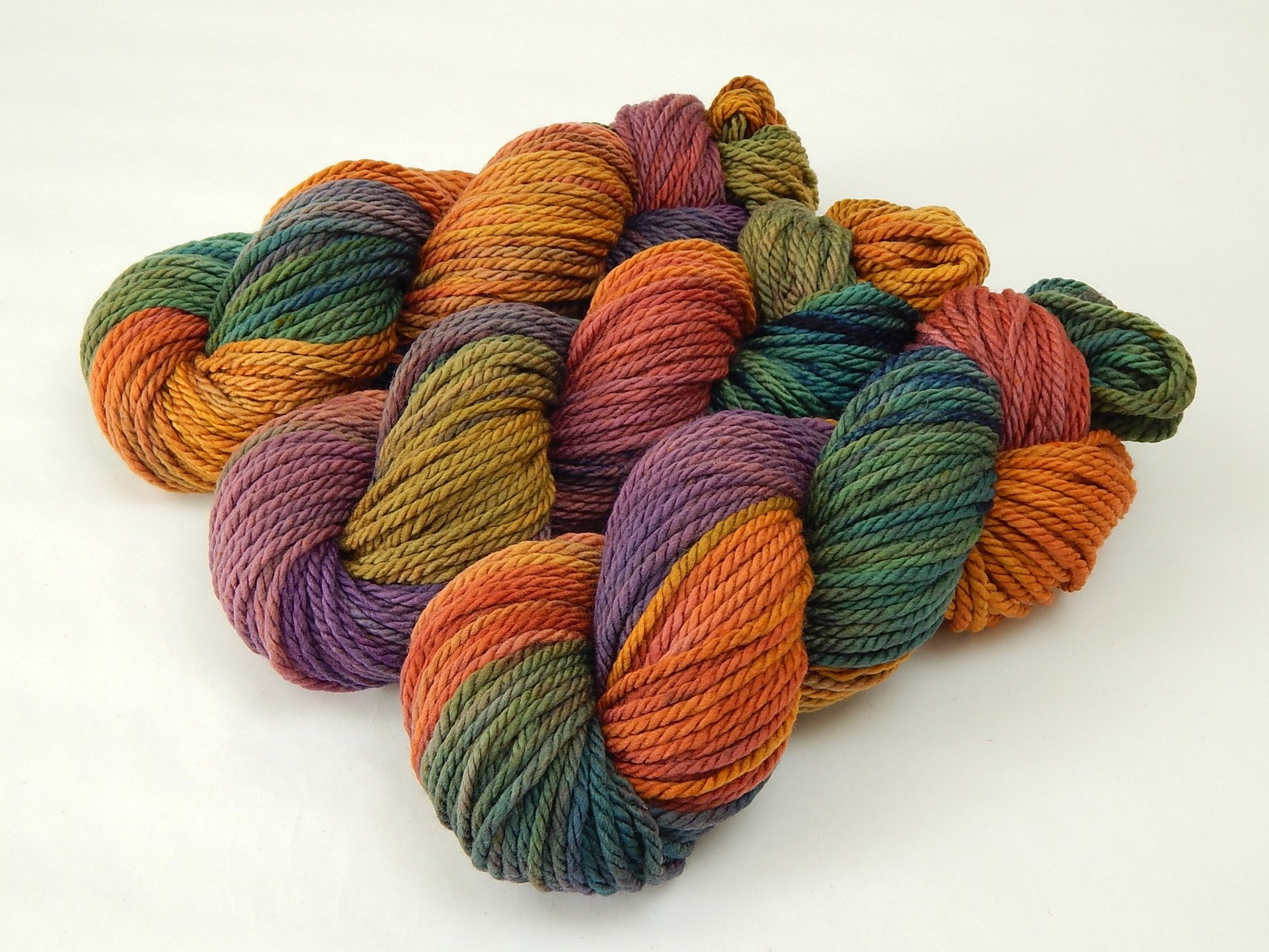 Hand Dyed Yarn, Bulky Weight Superwash Merino Wool - Potluck Rainbow - Indie Dyer Bright Colorful Thick Chunky Knitting Yarn, Ready to Ship