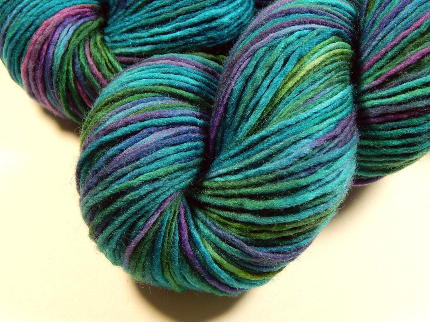 Hand Dyed Yarn, DK Weight Superwash Merino Wool - Aegean Multi - Indie Dyer Soft Single Ply Knitting Yarn, Turquoise Blue Green Knitter Gift