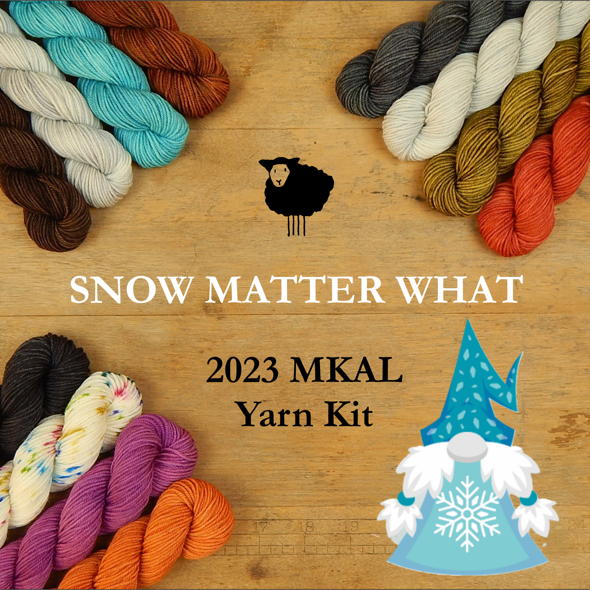 Mini Skein Kit for Snow Matter What Gnome MKAL - Hand Dyed Yarn, Fingering Sock Weight 4 Ply Superwash Merino Wool, Sock Yarn Set