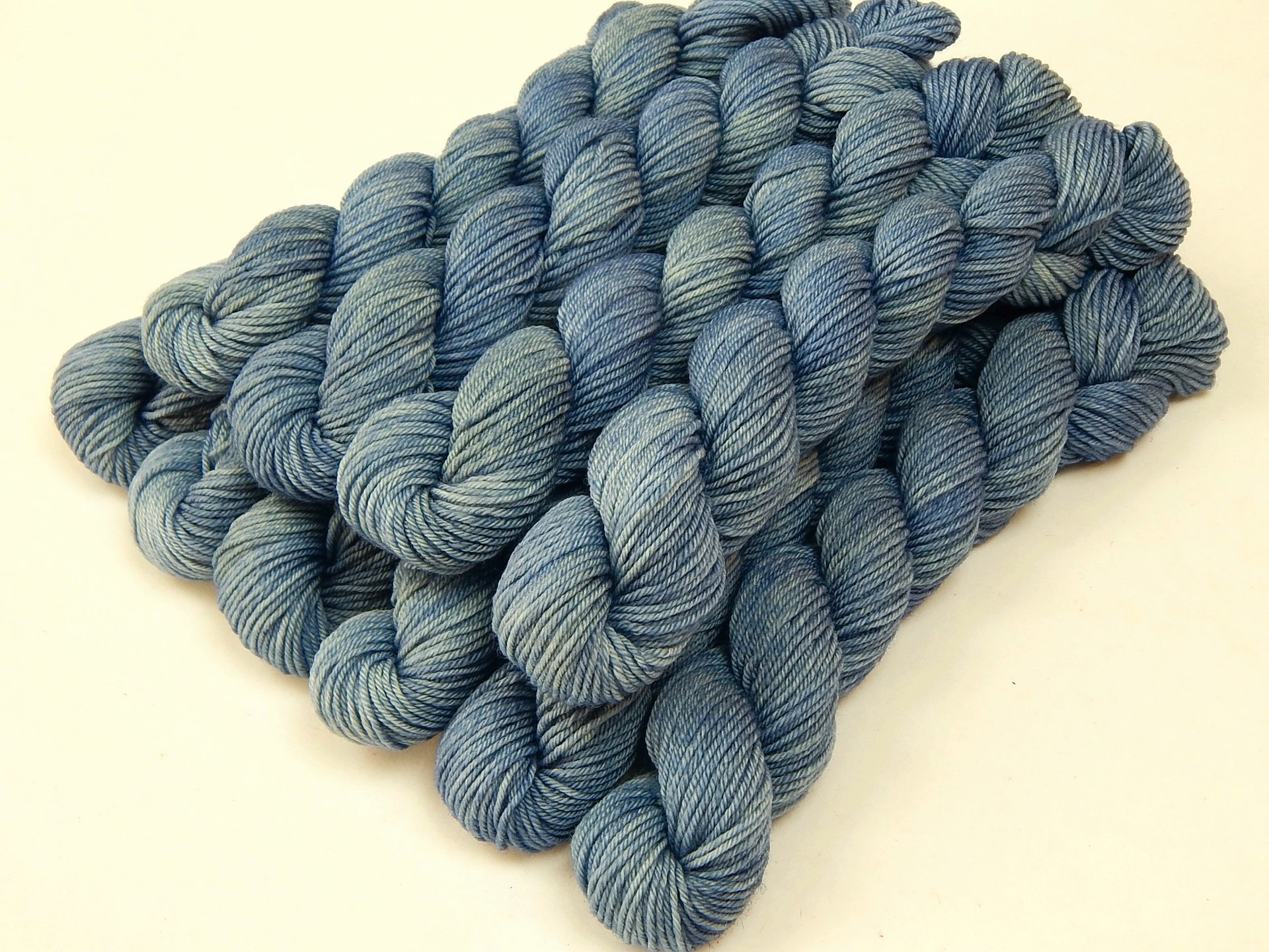 Mini Skeins, Hand Dyed Yarn, Sock Fingeirng Weight 4 Ply Superwash Merino Wool - Bluebird - Tonal Blue Indie Dyer Yarns