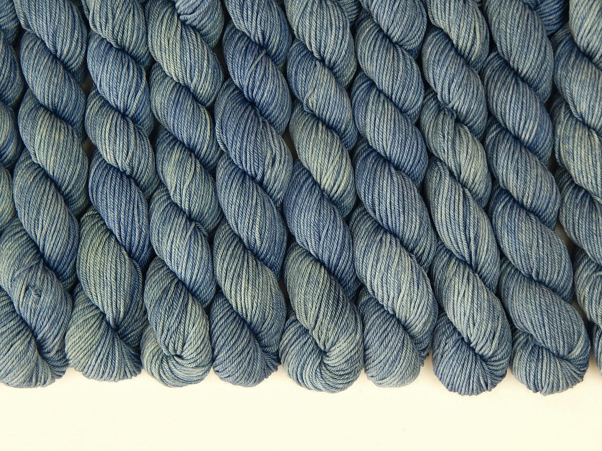 Mini Skeins, Hand Dyed Yarn, Sock Fingeirng Weight 4 Ply Superwash Merino Wool - Bluebird - Tonal Blue Indie Dyer Yarns