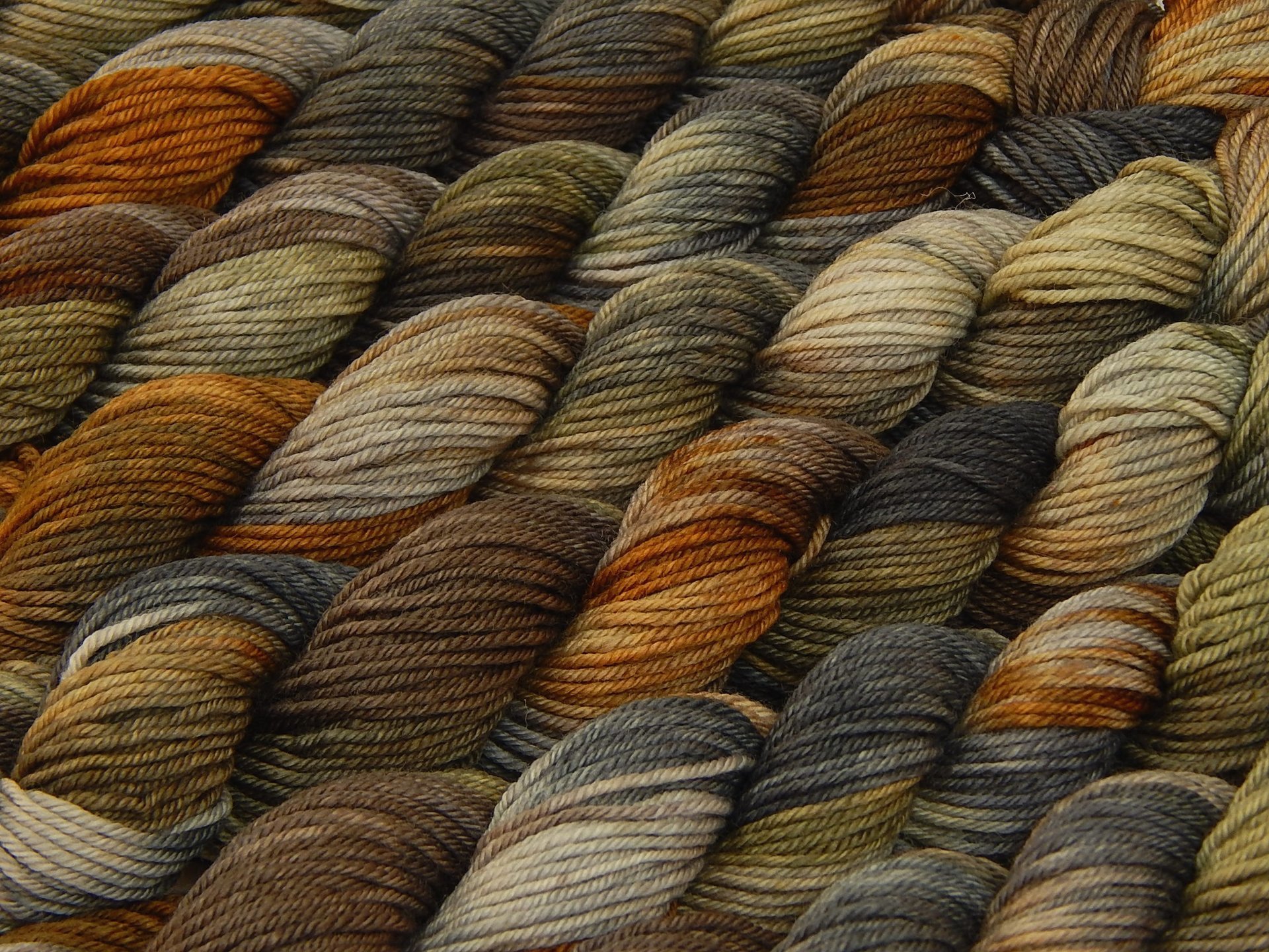 Hand Dyed Yarn 20g Mini Skeins, Sock Fingering Weight, 4 Ply Superwash Merino Wool - Potluck Greys & Browns - Earthy Multicolor Indie Dyer Yarn