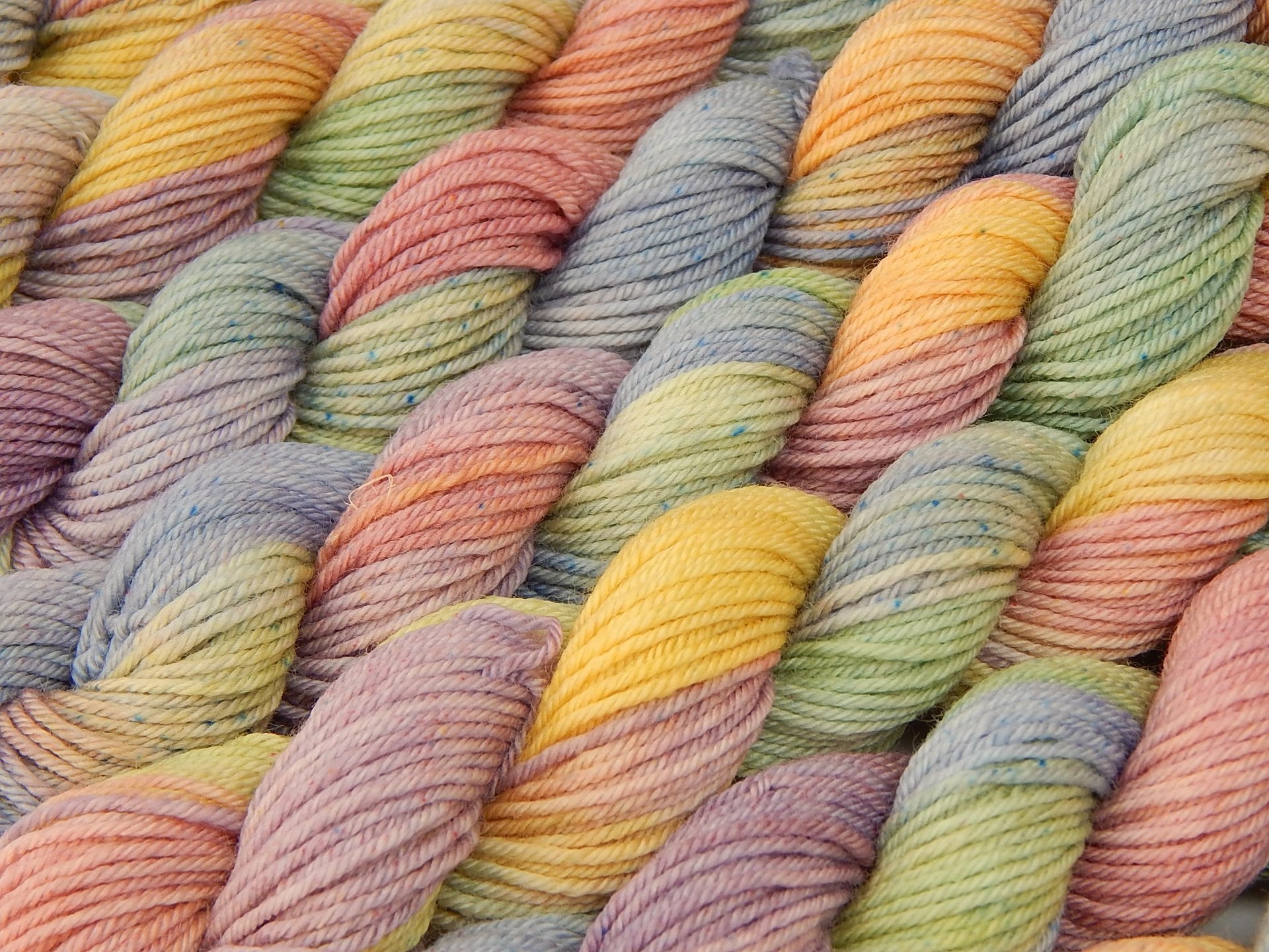 Hand Dyed Yarn 20g Mini Skeins, Sock Fingering Weight, 4 Ply Superwash Merino Wool - Potluck Pastels - Multicolor Lavender Blue Green Yellow Pink, Indie Dyer Yarn