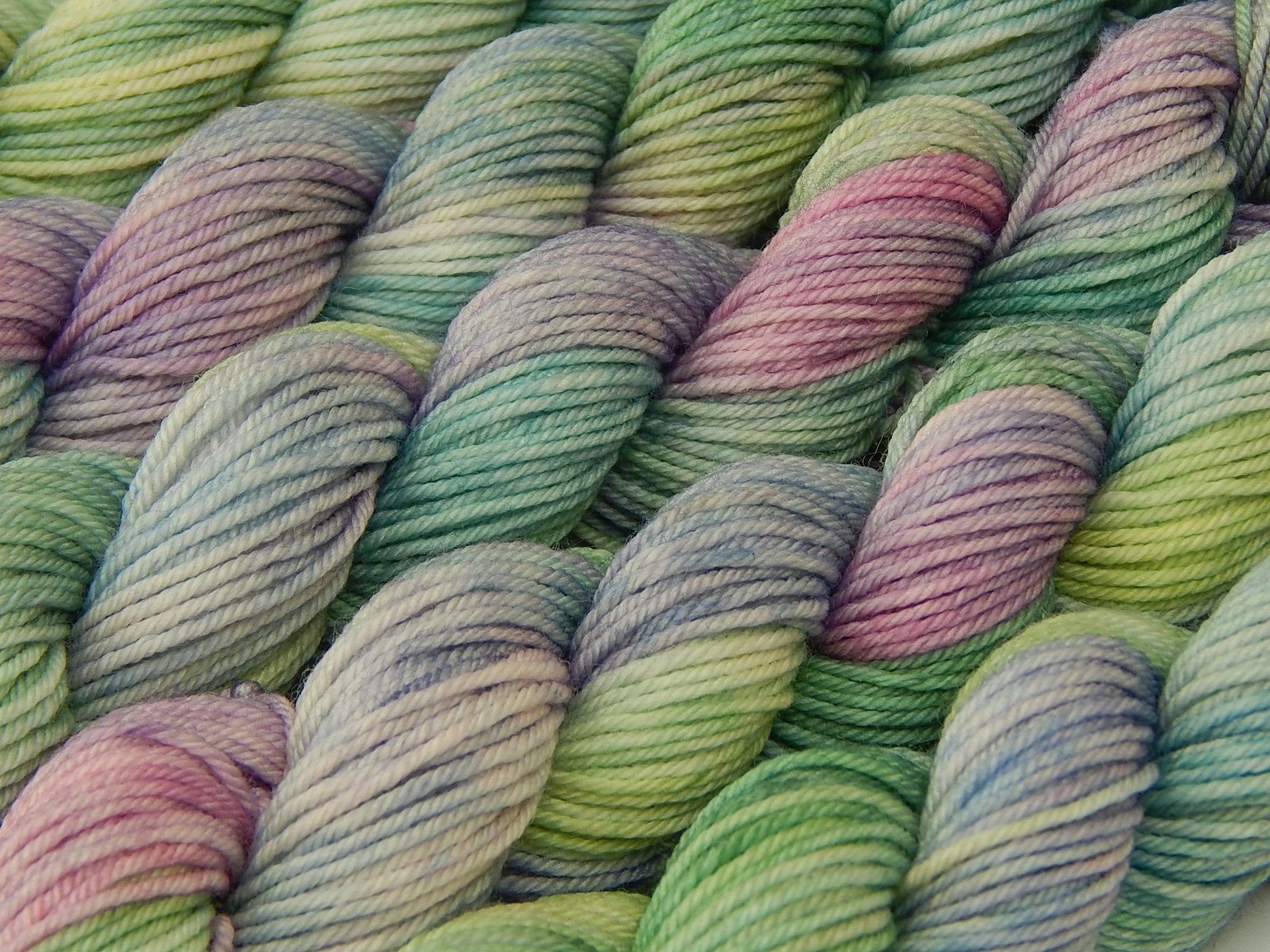 Hand Dyed Yarn 20g Mini Skeins, Sock Fingering Weight, 4 Ply Superwash Merino Wool - Potluck Pastels - Multicolor Blue Green Purple Pink Indie Dyer Yarn