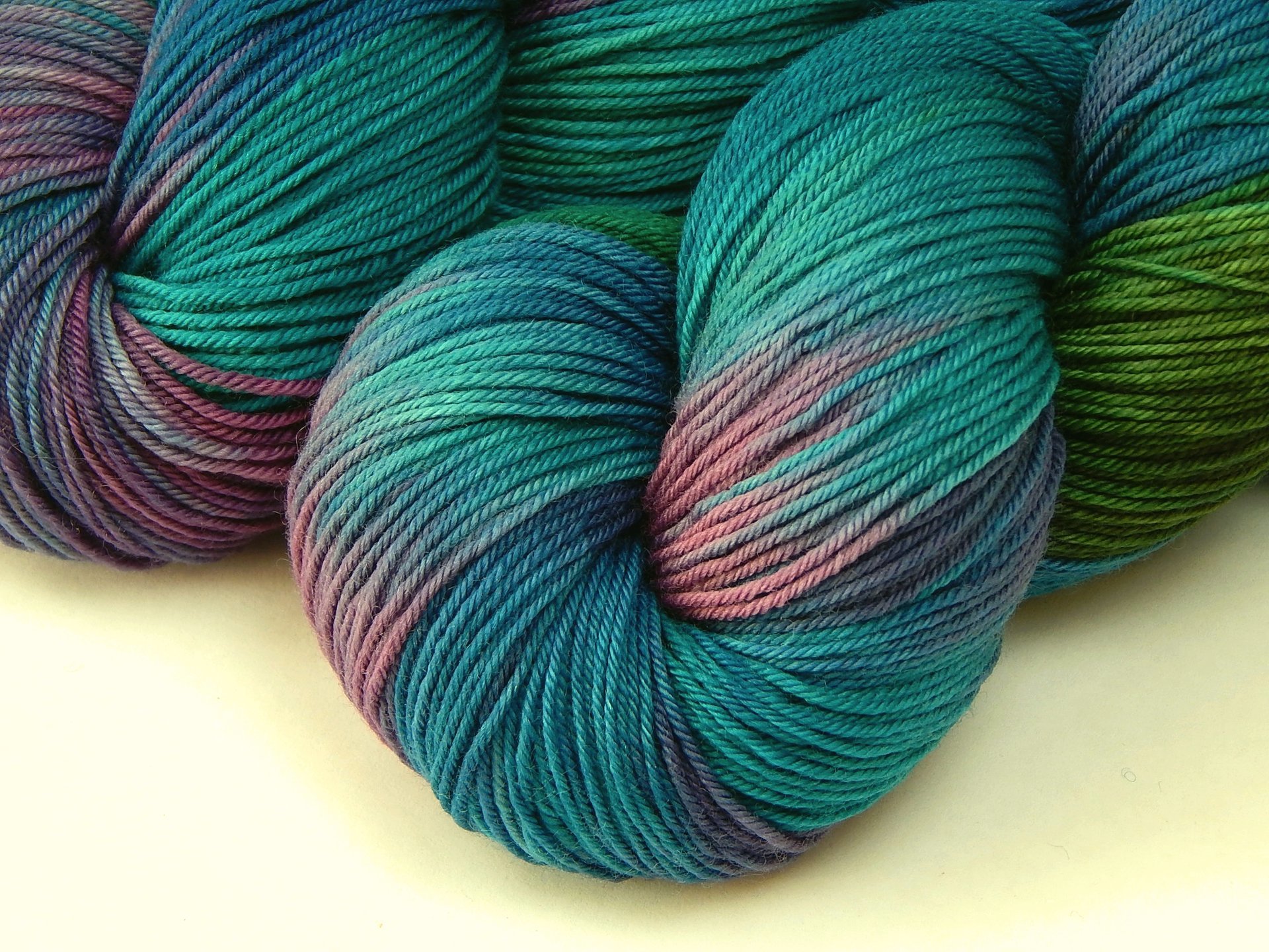 Hand Dyed Sock Yarn, Fingering Weight 4 Ply Superwash Merino Wool - Aegean Multi - Turquoise Blue Green Purple Knitting Yarn, Indie Hand Dyed Yarn