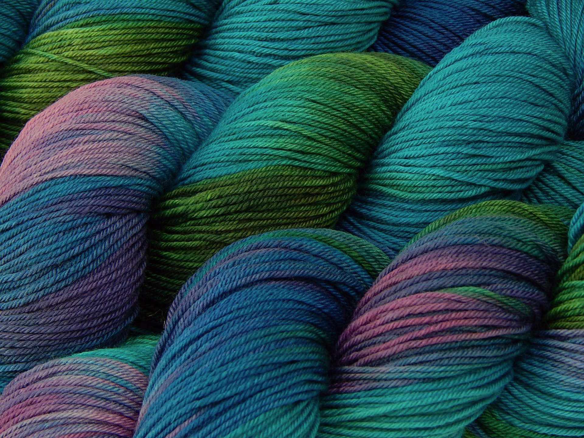 Hand Dyed Sock Yarn, Fingering Weight 4 Ply Superwash Merino Wool - Aegean Multi - Turquoise Blue Green Purple Knitting Yarn, Indie Hand Dyed Yarn